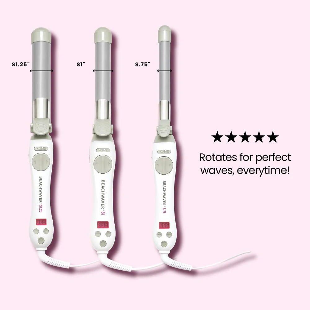 The Beachwaver Co. Beachwaver S1.25 Rotating Curling Iron - White | Automatic 1.25 Inch Ceramic Curling Iron | Auto-Shut Off, Home Button, Travel-Friendly, Dual Voltage | S-Series (DV1138BX) - Image 5