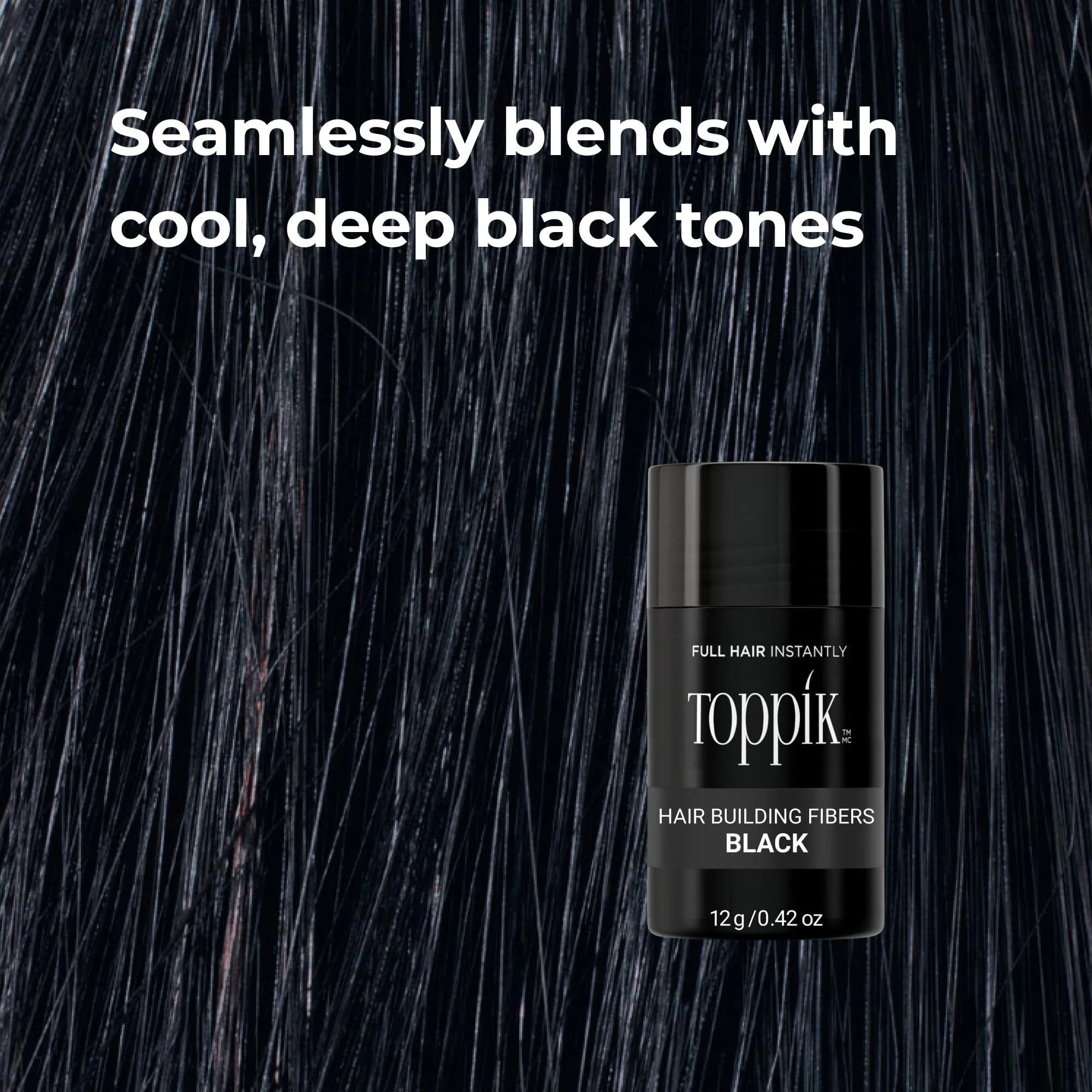 Toppik Hair Building Fibers, Black, 12g Fill In Fine or Thinning Hair, Instantly Thicker, Fuller Looking, 9 Shades for Men & Women, Keratin Protein Formula - Image 6