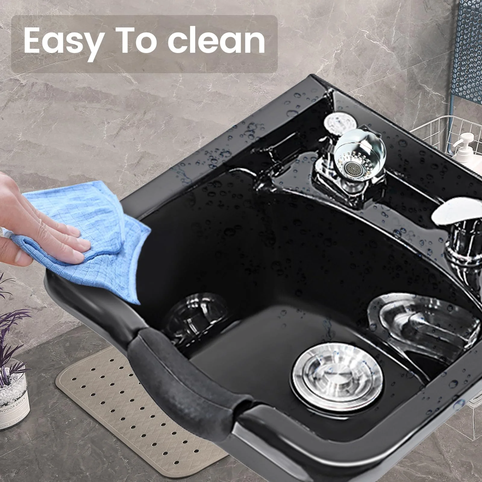 Toriexon Shampoo Bowl for Salons, Black ABS Plastic Shampoo Sink for Home, Easy to Clean and Install Salon Shampoo Bowls for Hair Stylist - Image 5