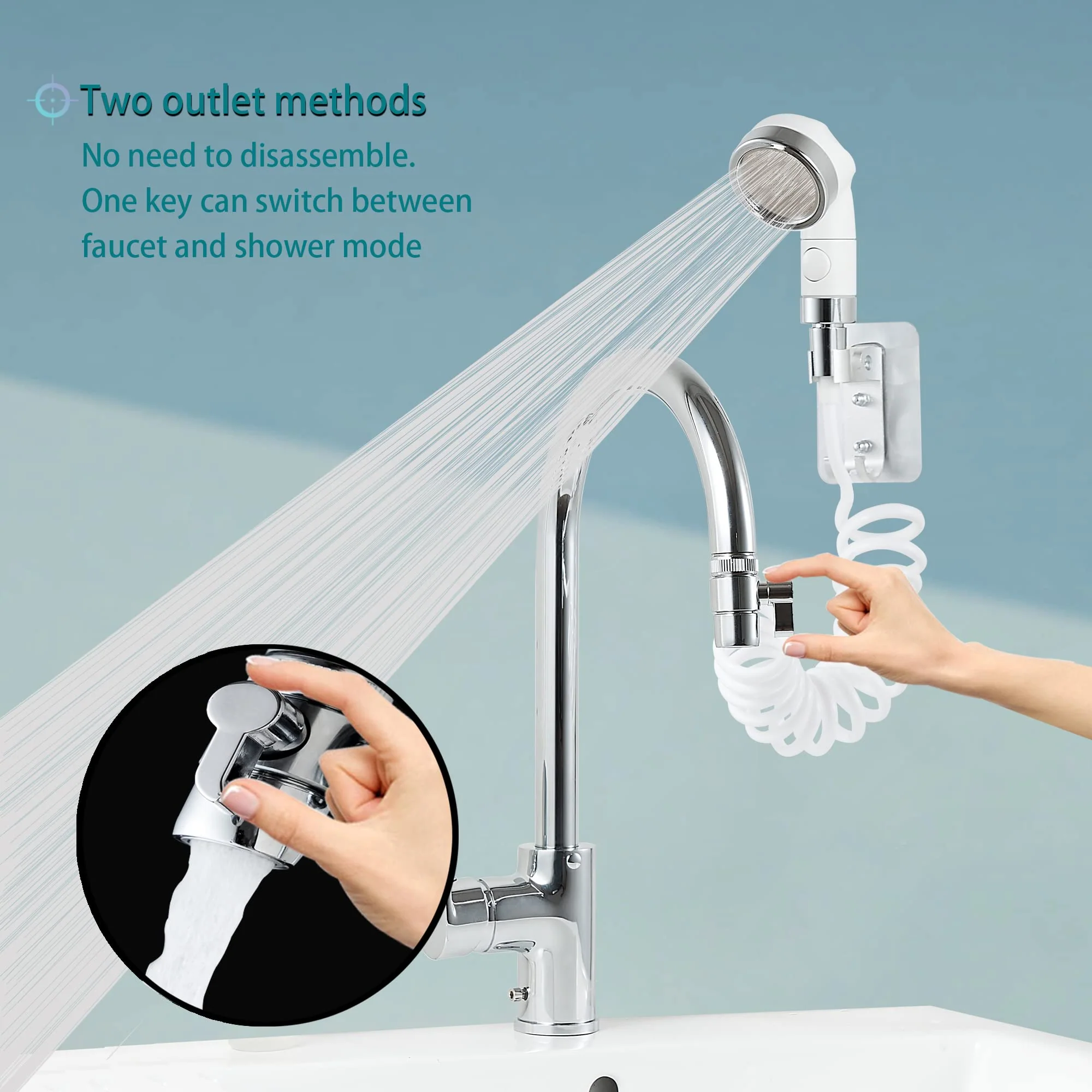 U-BCOO Sink Spray Rubber Hose Portable Shampoo Sprayer (Style 2) - Image 4