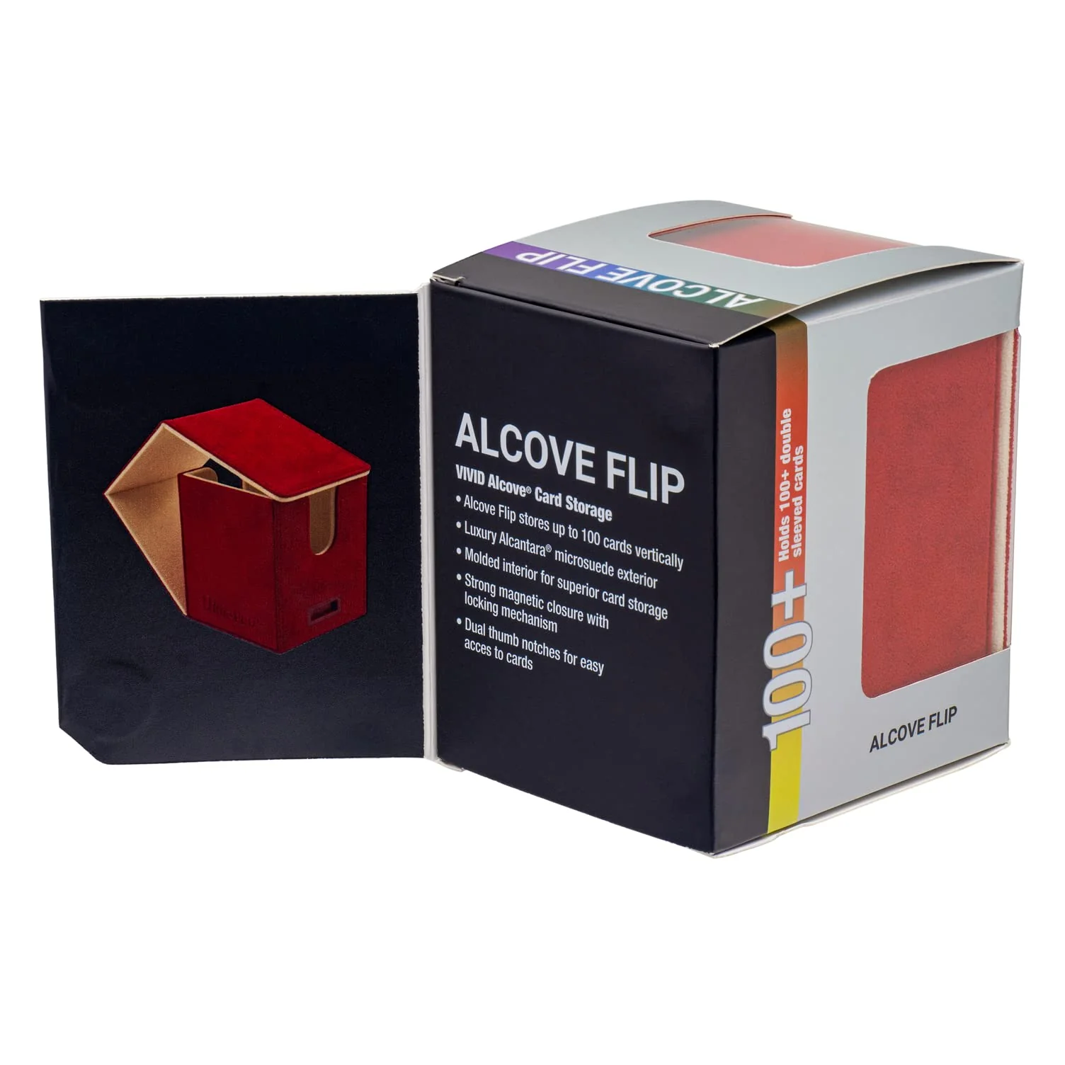 Ultra Pro - Vivid Alcove Flip Deck Box (Red) - Protect and Store up to 100 Double Sleeves Standard Size Cards, Perfect for Sports Cards, Gaming Cards & Collectible Trading Cards - Image 7