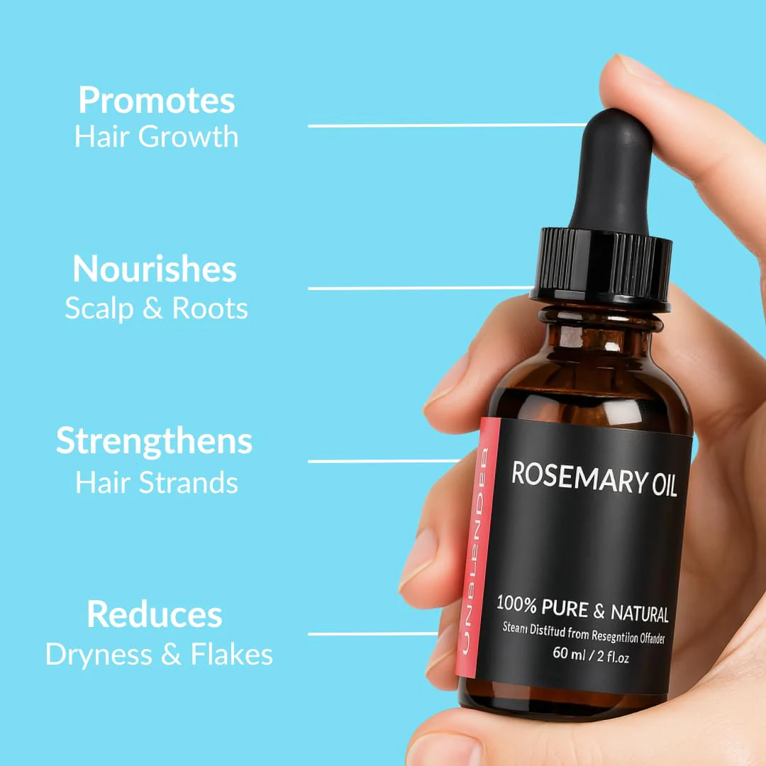UNBLENDED Rosemary Oil 100% Pure & Natural – For Hair Growth, Scalp Care & Skin – 60ml / 2oz - Image 2