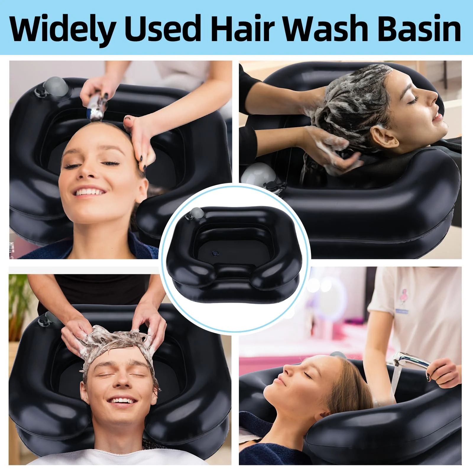 Upgraded Inflatable Hair Washing Basin with Built-in Manual Pressure Inflation, Portable Shampoo Bowl Sink for Hair Washing Station & Elderly, Disabled, Bedridden - Image 3