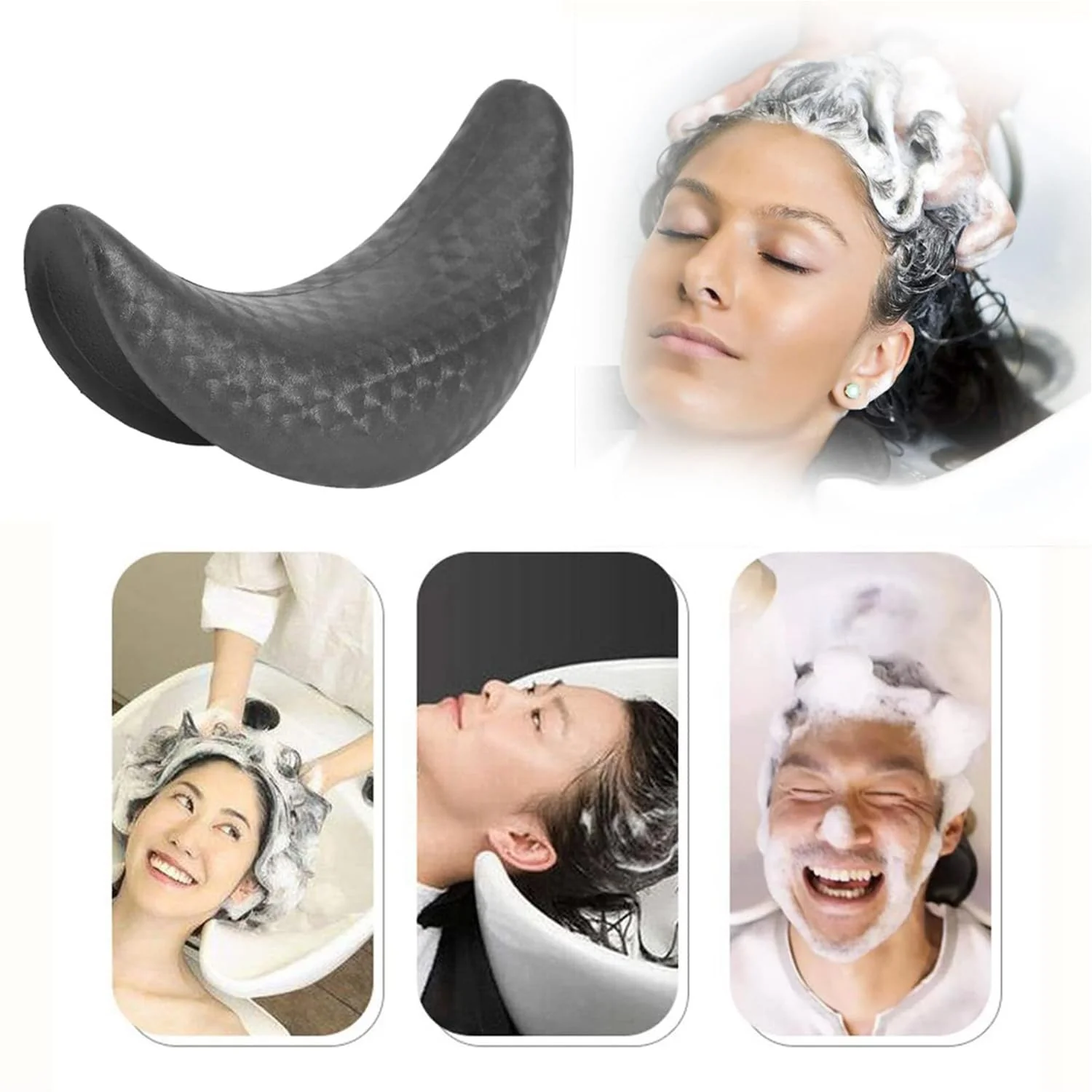 UtySty Shampoo Bowl Neck Rest Cushion Shampoo Basin Rubber Elastic Pad Pain Relief Pillow Edge Protector for Hair Wash Basin Hairdressing Salon Sink Bedridden Hair Washing Tray Head Spa Machine - Image 3