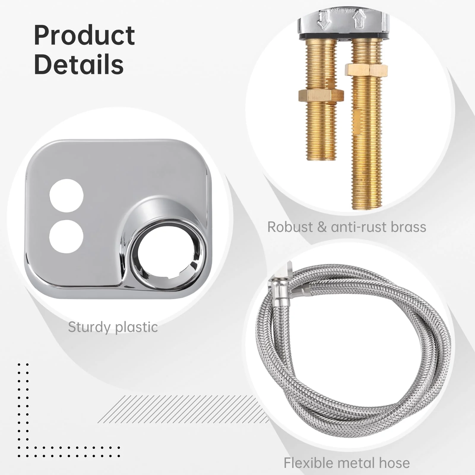 Varku 7 Pcs Shampoo Bowl Vacuum Breaker Kit, Shampoo Faucet Kit with Breaker Vacuum, Crossover Hose, Receiver Plate, Salon Sink Replacement Parts, Prevent Backflow Pressure - Image 6