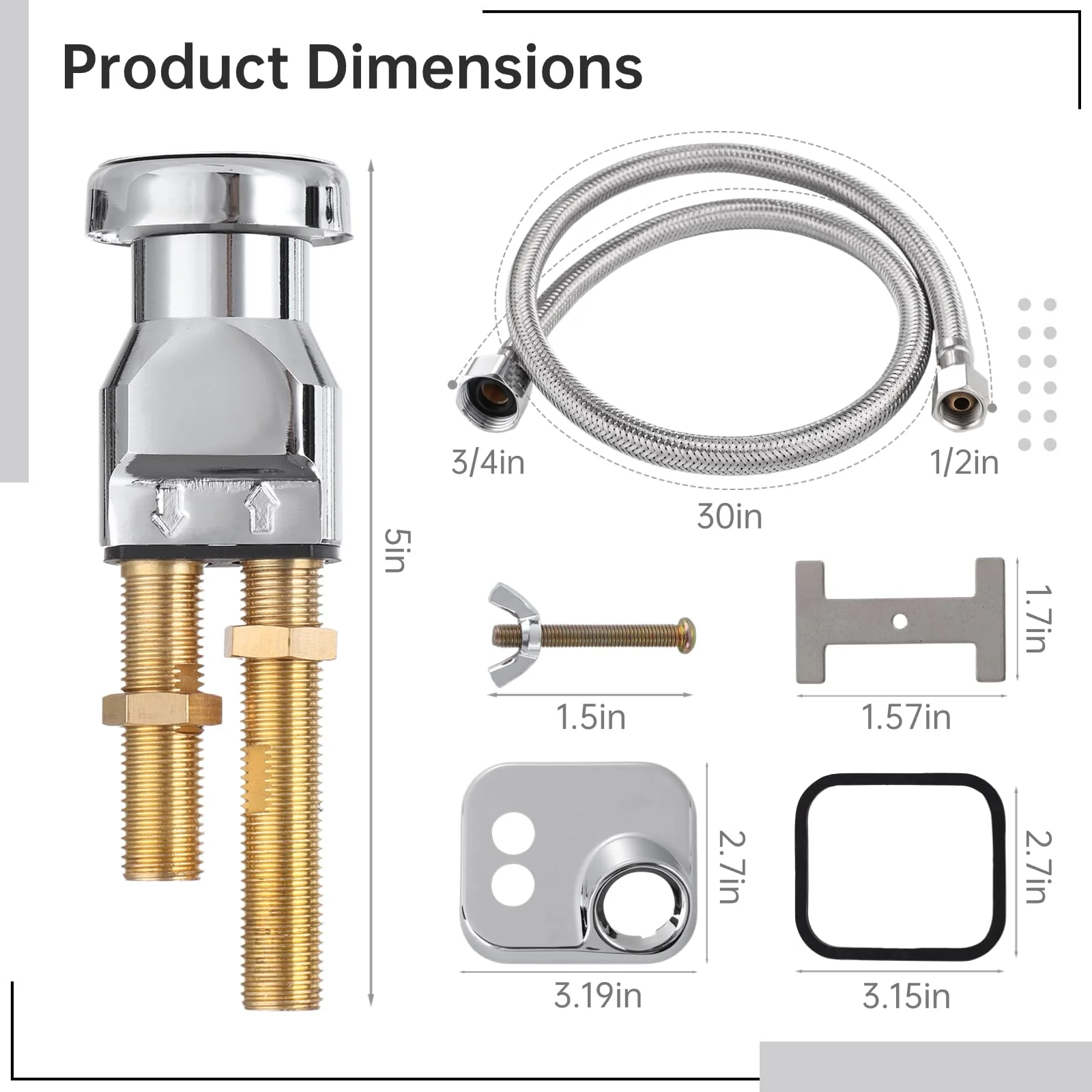 Varku 7 Pcs Shampoo Bowl Vacuum Breaker Kit, Shampoo Faucet Kit with Breaker Vacuum, Crossover Hose, Receiver Plate, Salon Sink Replacement Parts, Prevent Backflow Pressure - Image 7