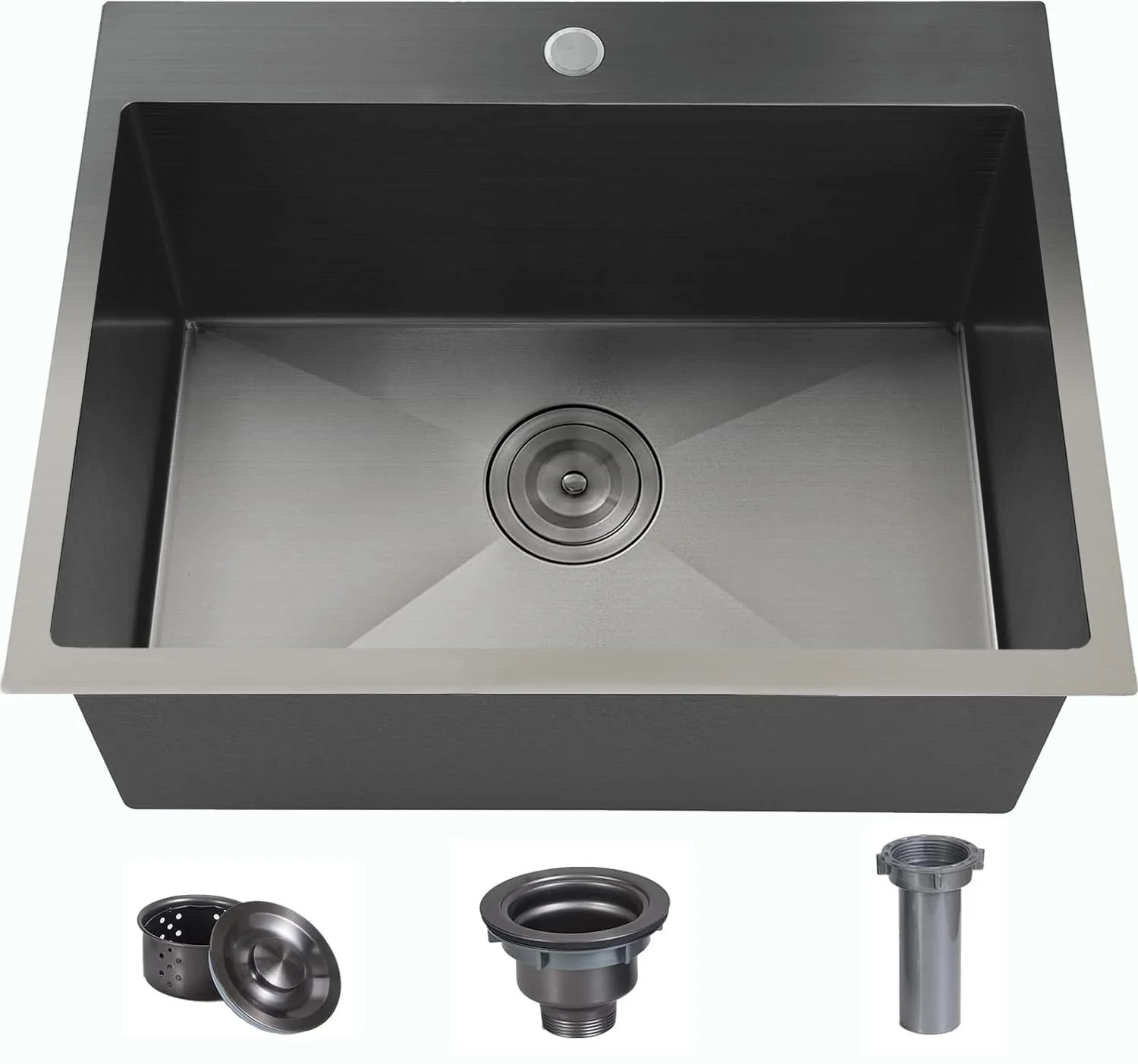 VCCUCINE 22x18 Inch Gunmetal Black Drop in Kitchen Sink,16 Gauge Topmount RV Small Kitchen Bar Sink,Stainless Steel Wet Bar Sink,Outdoor Single Bowl,Laundry Prep Sink