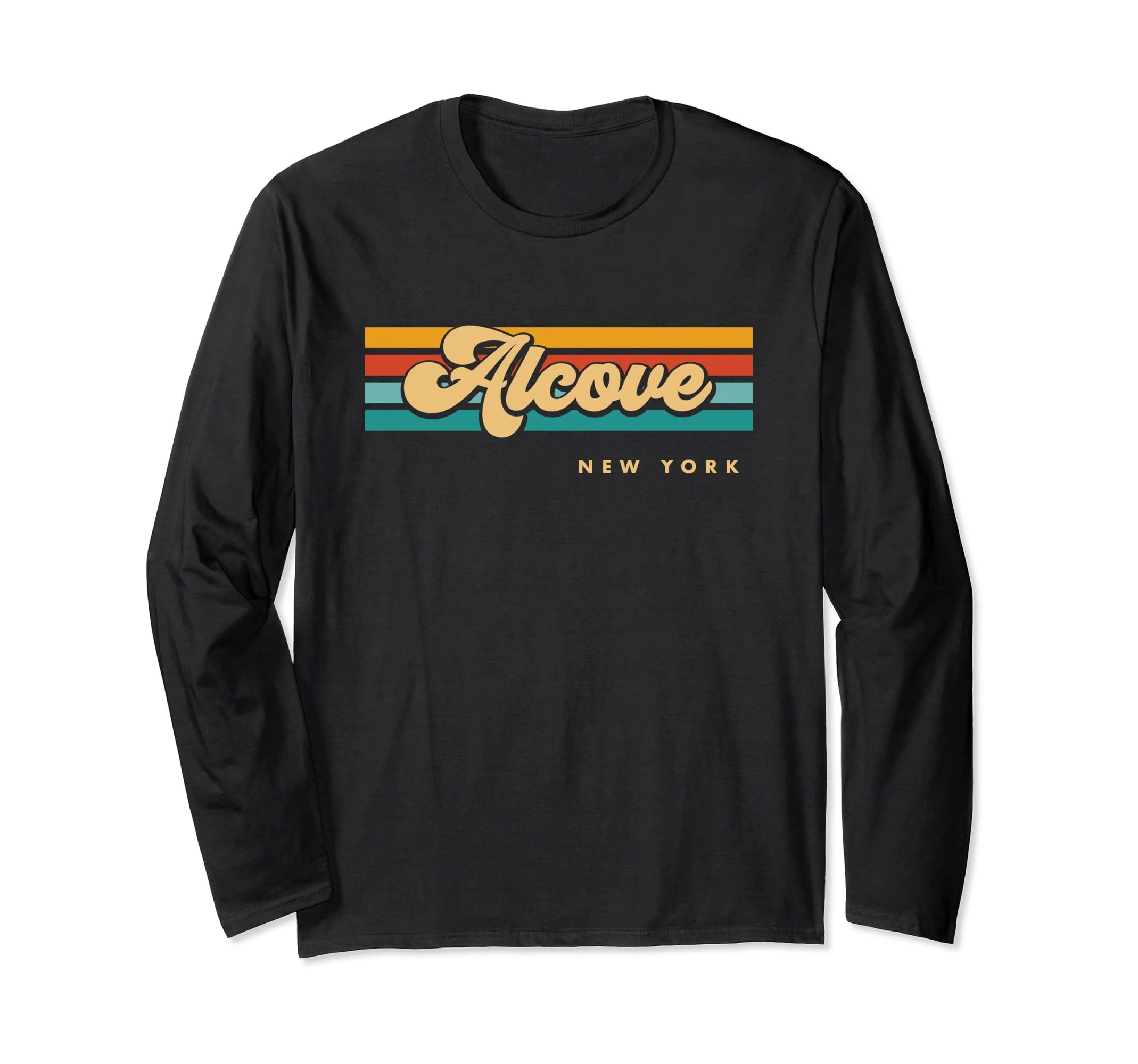 Vintage Sunset Stripes Alcove, New York Long Sleeve T-Shirt