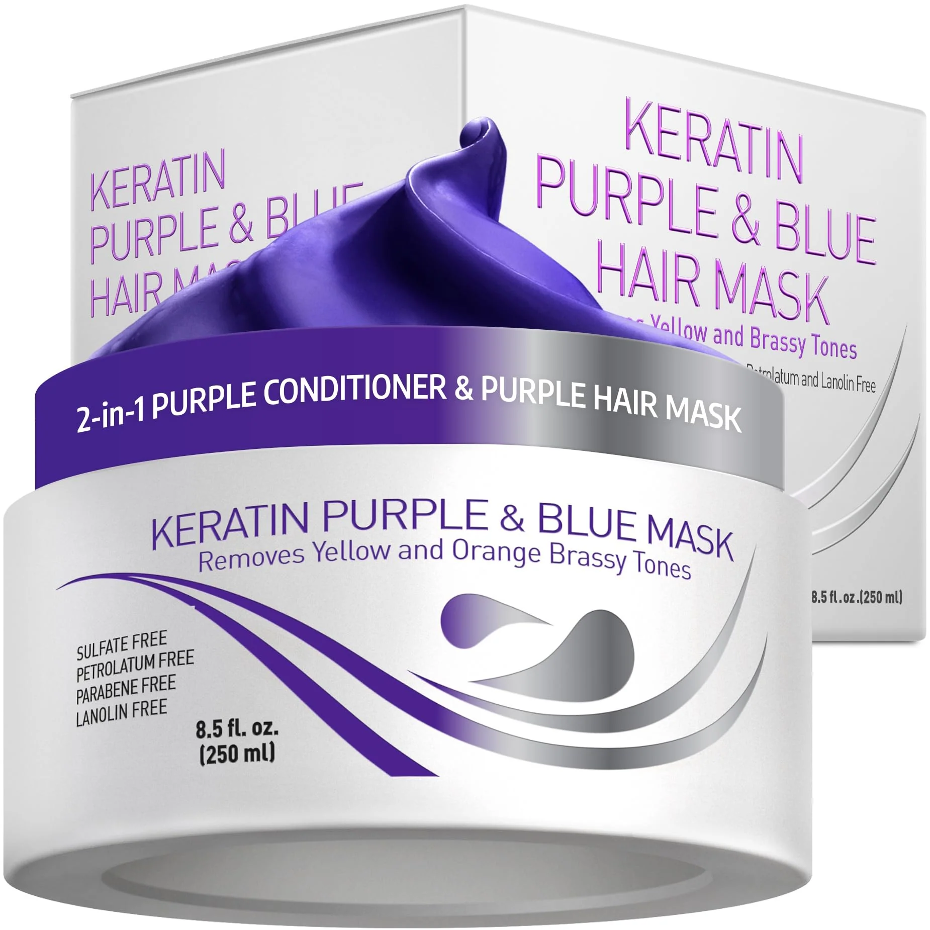 VITAMINS hair cosmetics Keratin Purple Hair Mask - Blue Hair Mask Deep Conditioner Treatment - Blonde Toner to Neutralize Brassiness in Brassy Blonde, Silver, White, Gray & Brown Locks - Image 9