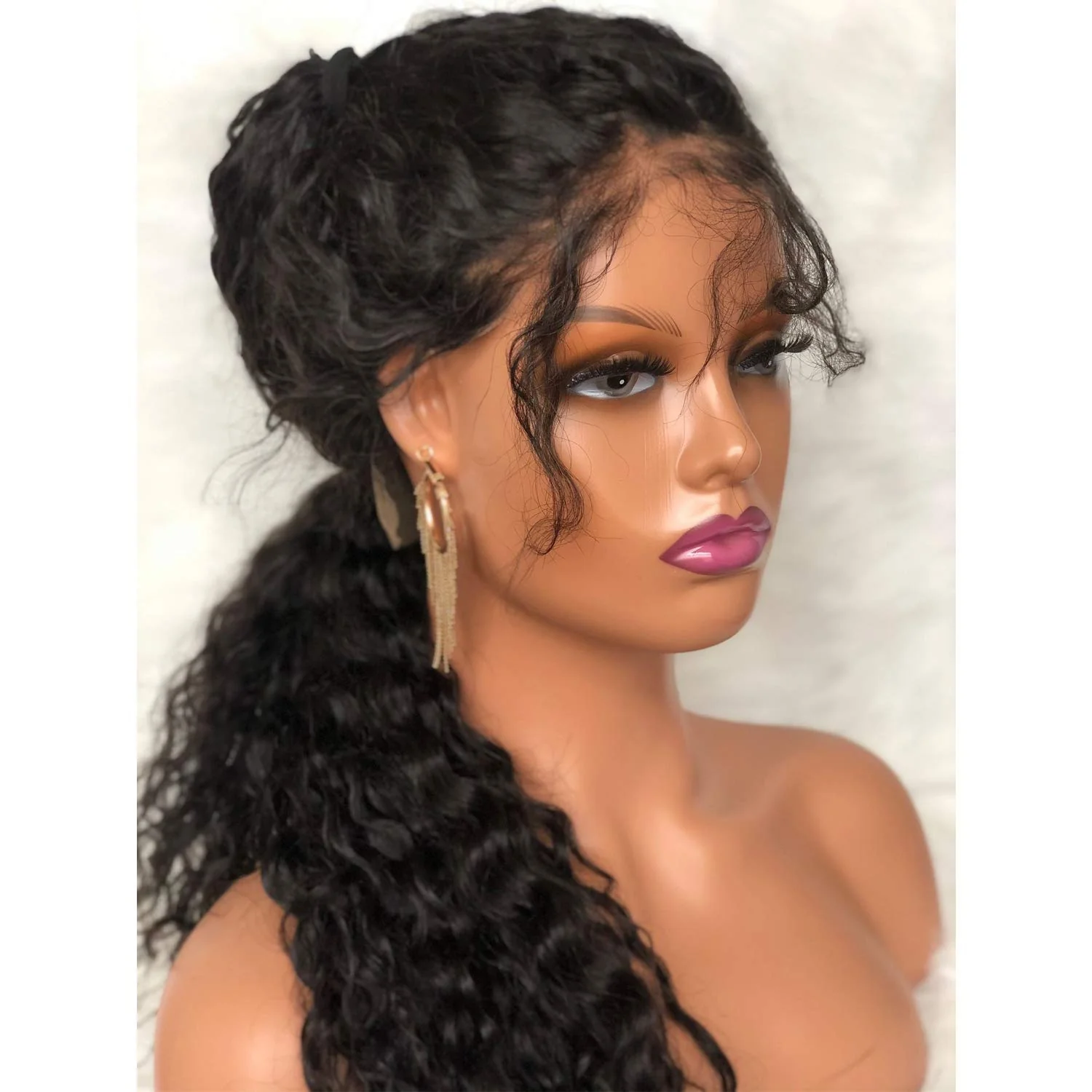 Voloria Realistic Female Mannequin Head with Shoulder Manikin PVC Head Bust Wig Head Stand with Makeup for Wigs Necklace Earrings Light Brown - Image 5