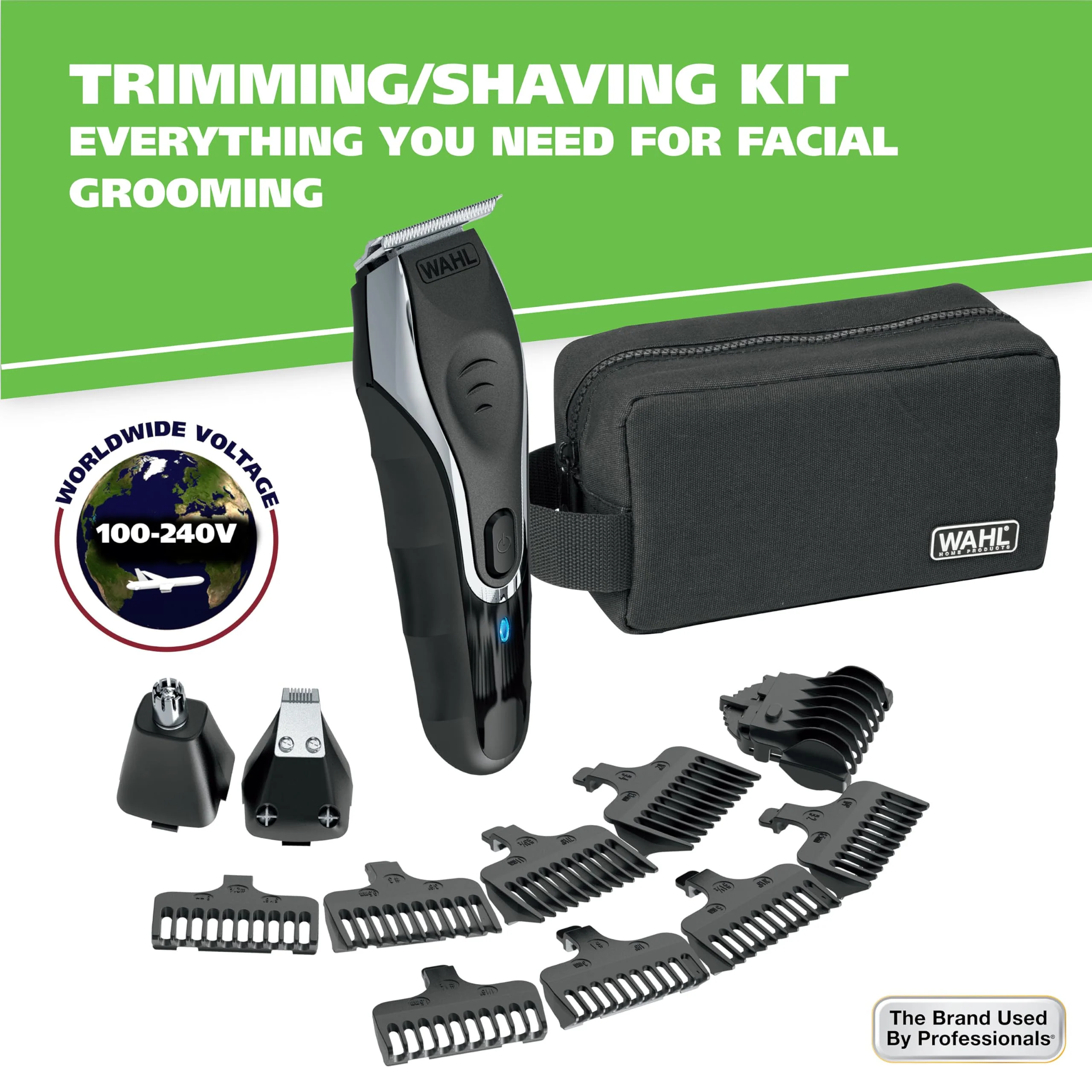 Wahl Aqua Blade® Rechargeable Wet/Dry Lithium-Ion Deluxe Beard Trimmer for Men - Interchangeable Heads for Detailing, Hair, Mustache and Body Grooming - Model 9899-100 - Image 3