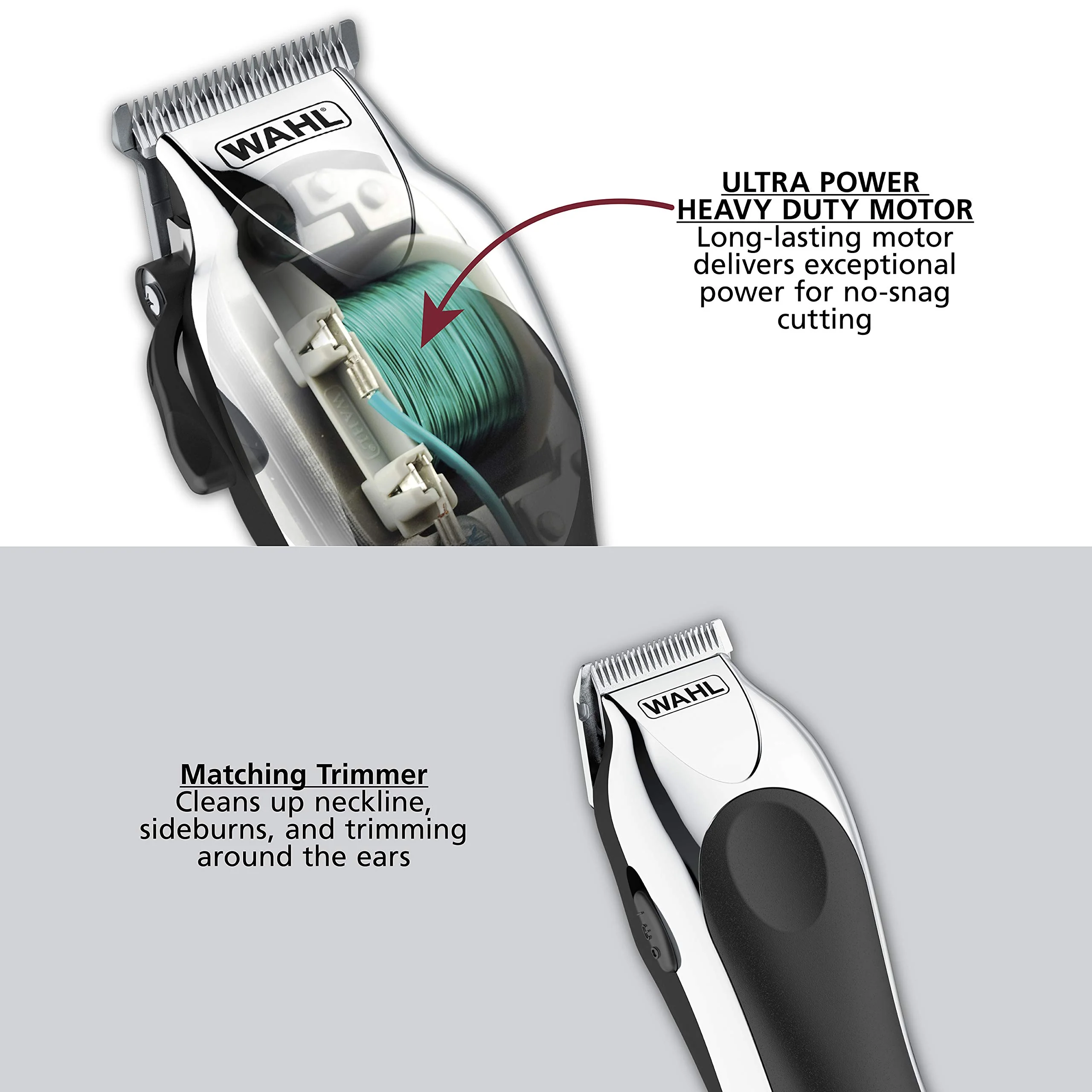 Wahl Clipper USA Deluxe Corded Chrome Pro, Complete Hair and Trimming Kit, Includes Corded Clipper, Cordless Battery Trimmer, and Styling Shears, for a Cut Every Time - Model 3029682 - Image 3