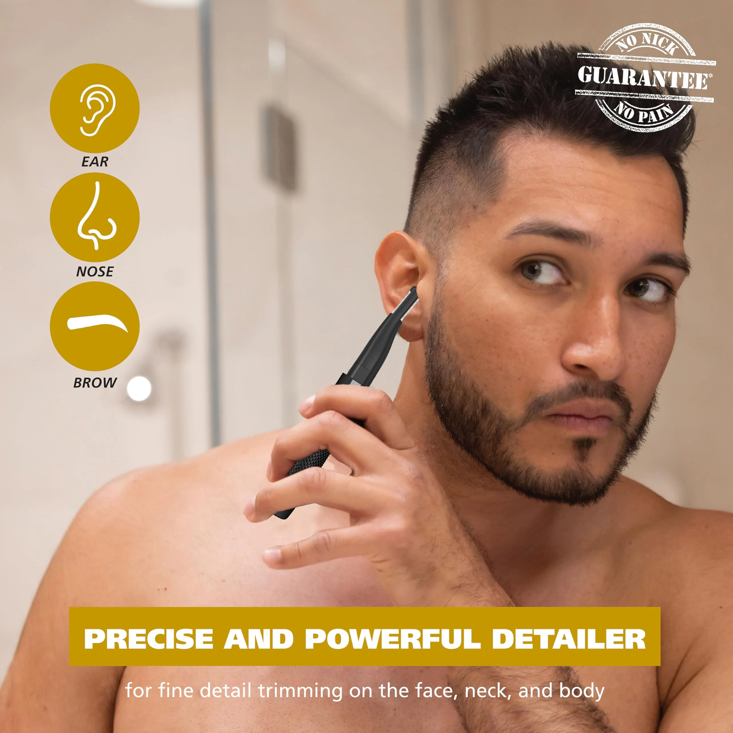 Wahl Manscaper ® 2 in 1 Lithium Battery Tactical® Dual Sided Eyebrow Trimmer and Nose Hair Trimmer for Men – Model 3023805 - Image 2