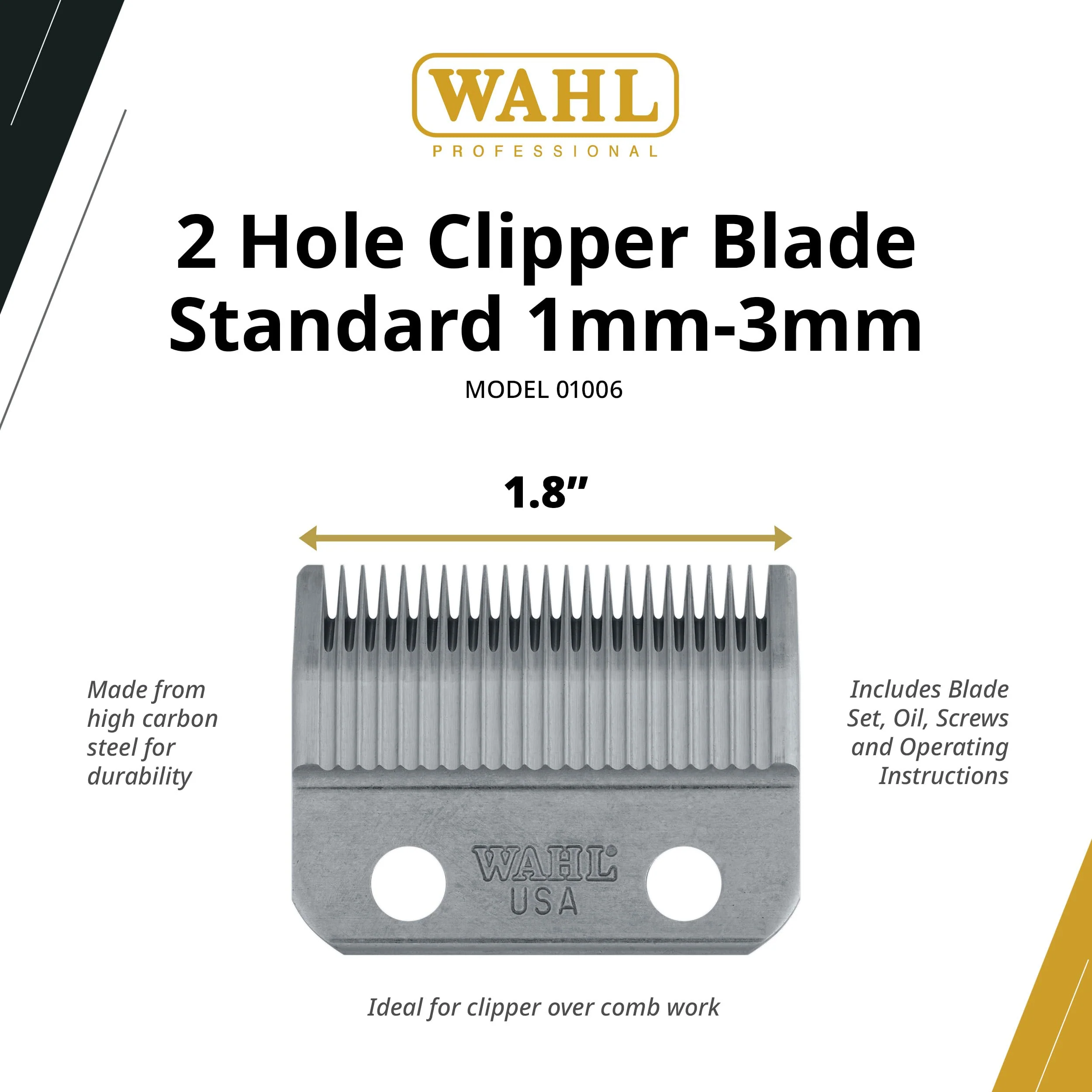 Wahl Professional 2-Hole Standard Clipper Blade, 1mm-3mm Replacement Blade for Super Taper, Super Taper II, Icon, Pro Basic, Sterling 9 Clippers - Image 2