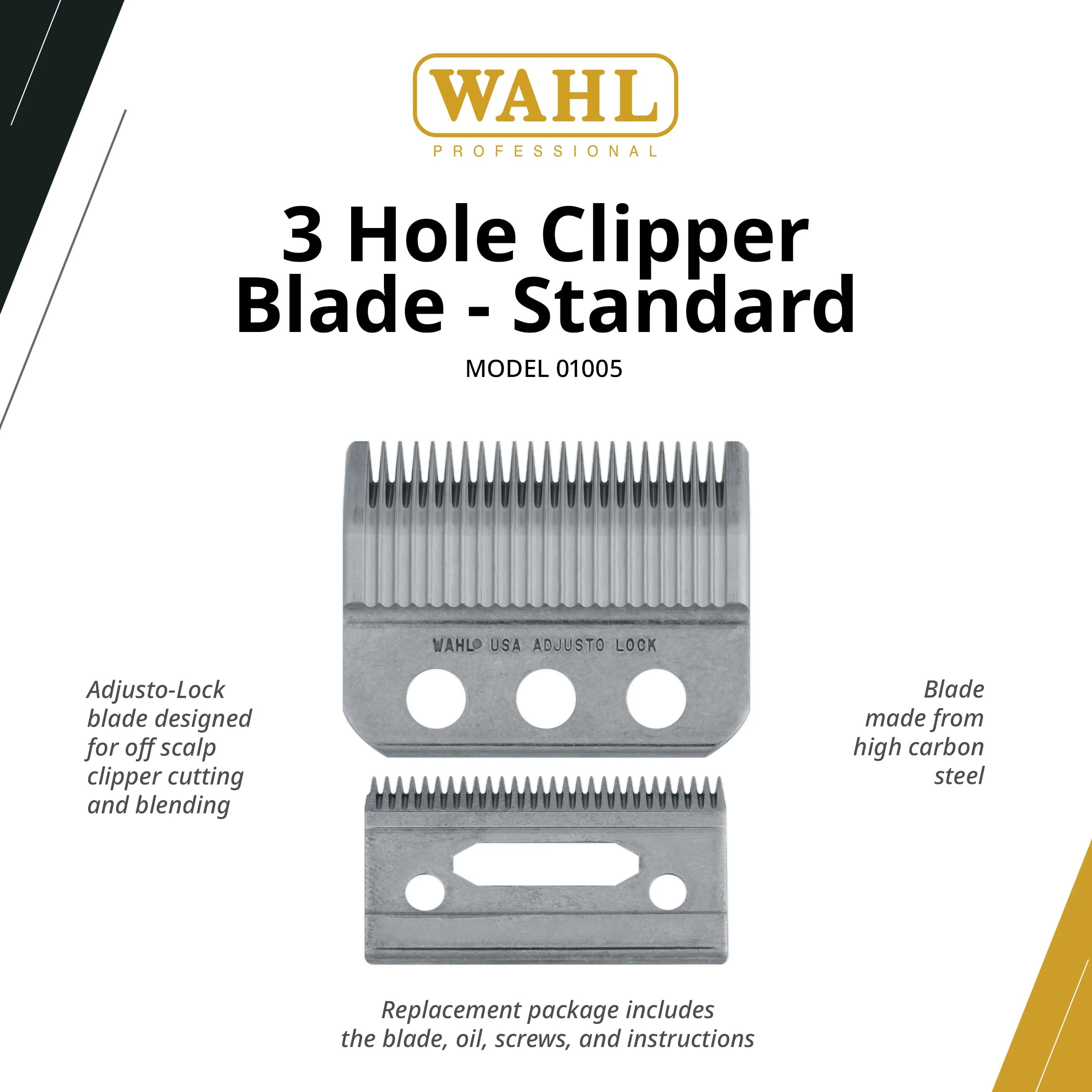Wahl Professional 3-Hole Standard Clipper Blade, 1mm-3mm, Adjusto-Lock Replacement for Designer, Senior, and Pilot, Nugget, Sterling 1 Plus and Sterling 4 Clippers - Image 2