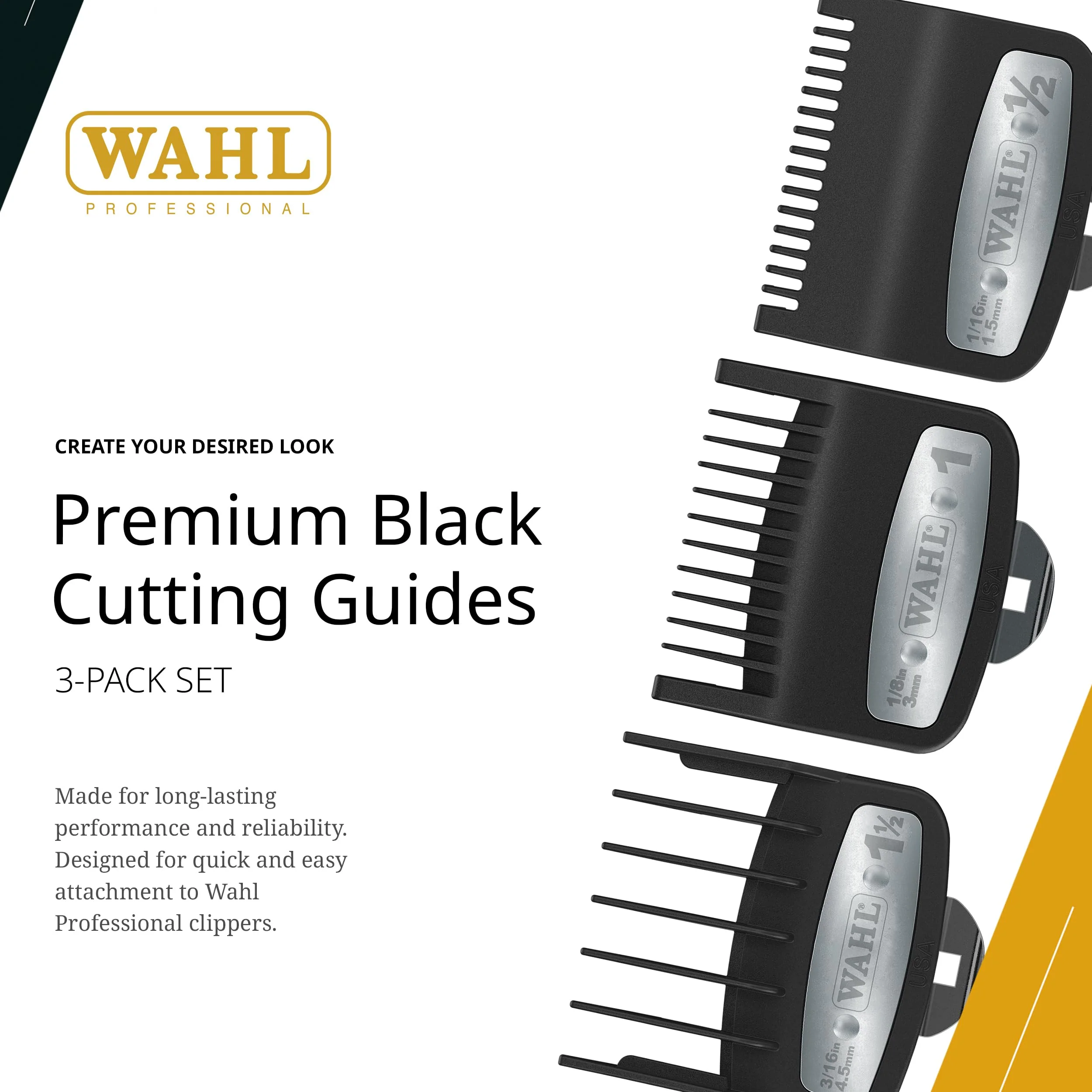 Wahl Professional 3 Pack Premium Attachments, Secure-Fit Clipper Comb Set, Durable, Includes 1/2", 1", and 1 1/2" Sizes - Image 2