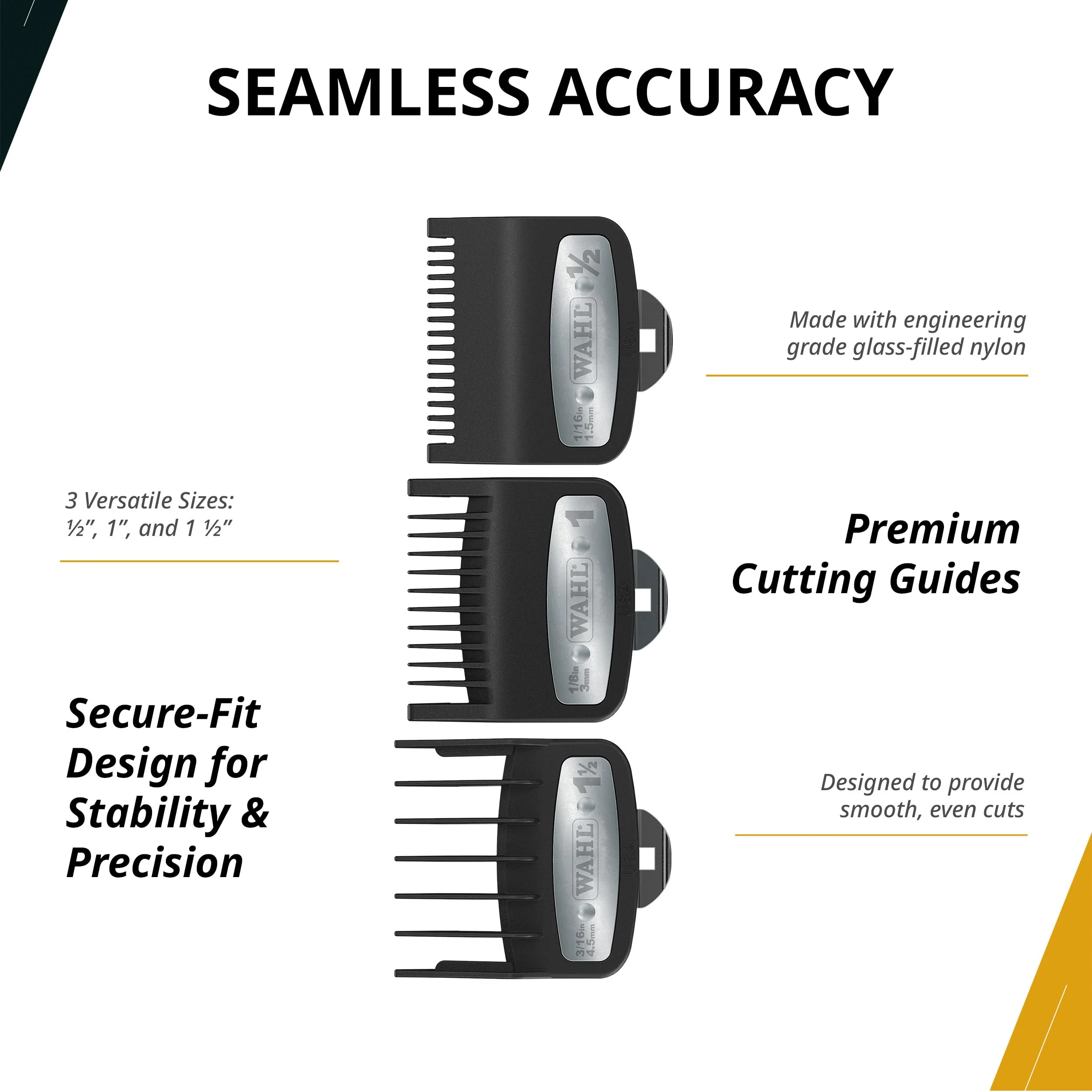 Wahl Professional 3 Pack Premium Attachments, Secure-Fit Clipper Comb Set, Durable, Includes 1/2", 1", and 1 1/2" Sizes - Image 4