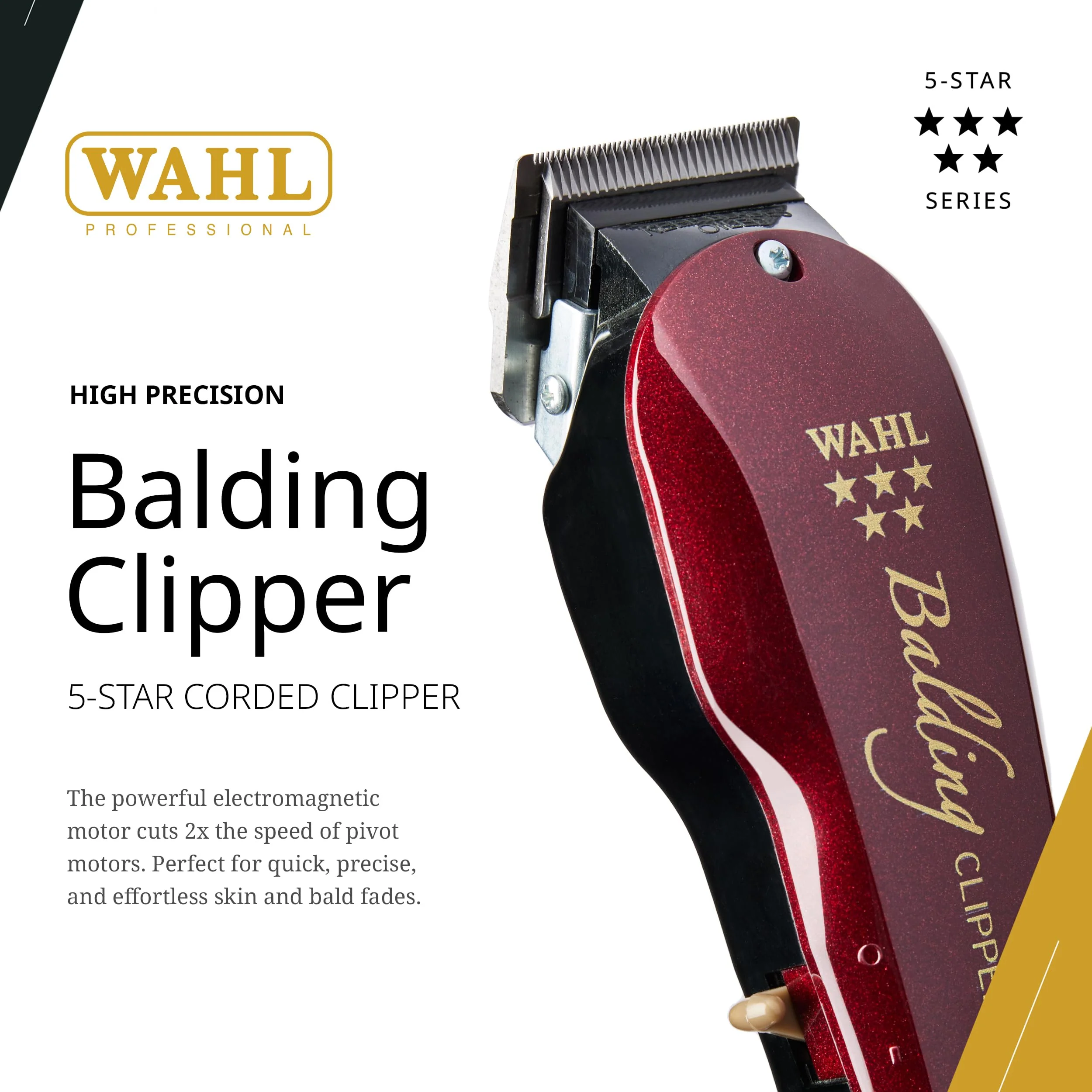 Wahl Professional 5 Star Balding Clipper, Corded V5000 Electromagnetic Motor, for Ultra-Close Trimming - Image 2