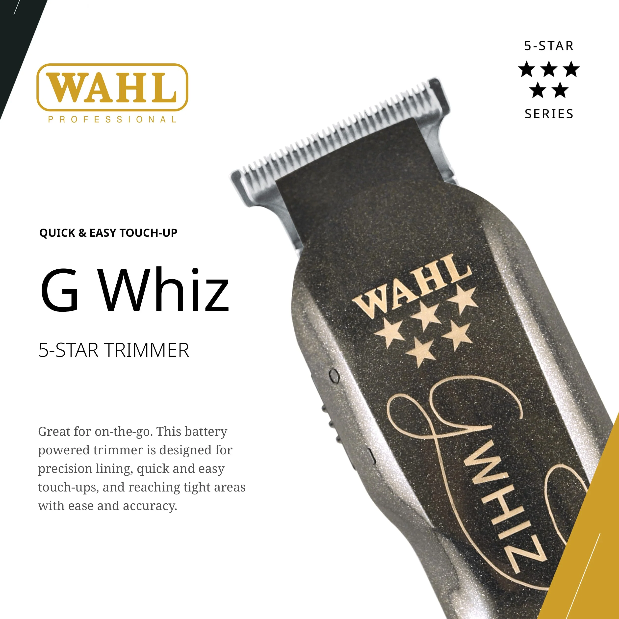 Wahl Professional 5 Star G Whiz Cordless Trimmer Battery Powered Lightweight Precision Lining Kit - Image 2