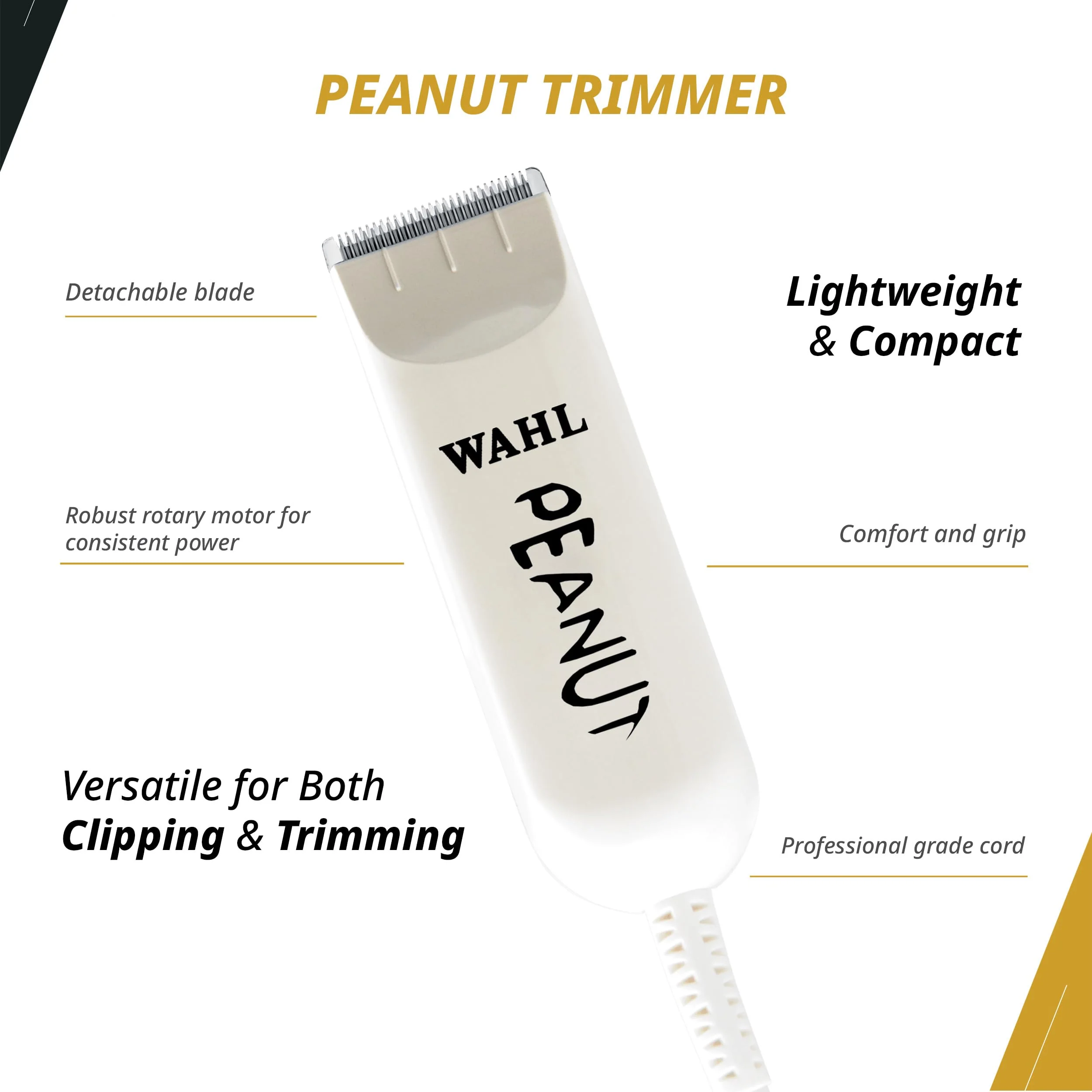 Wahl Professional All Star Combo, Corded Designer Clipper & Peanut Trimmer Set, Adjustable Taper Lever, Complete Kit - Image 4