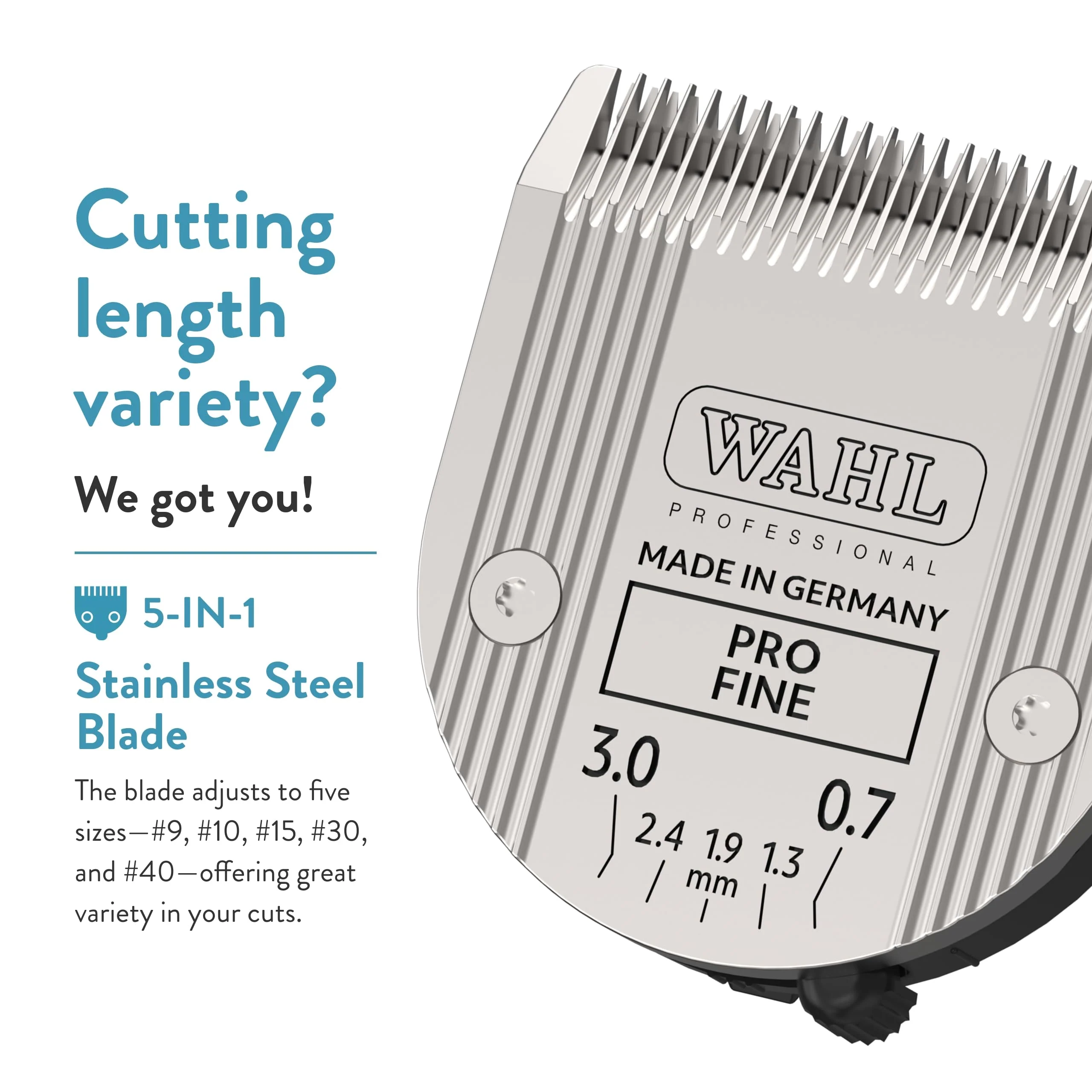 Wahl Professional Animal 5-in-1 Pro Adjustable Clipper Blade - for Arco, 5 Style Groom, Bravura, Chromado, Creativa, Figura & Motion Clippers - Replacement Blades - Silver - Image 3