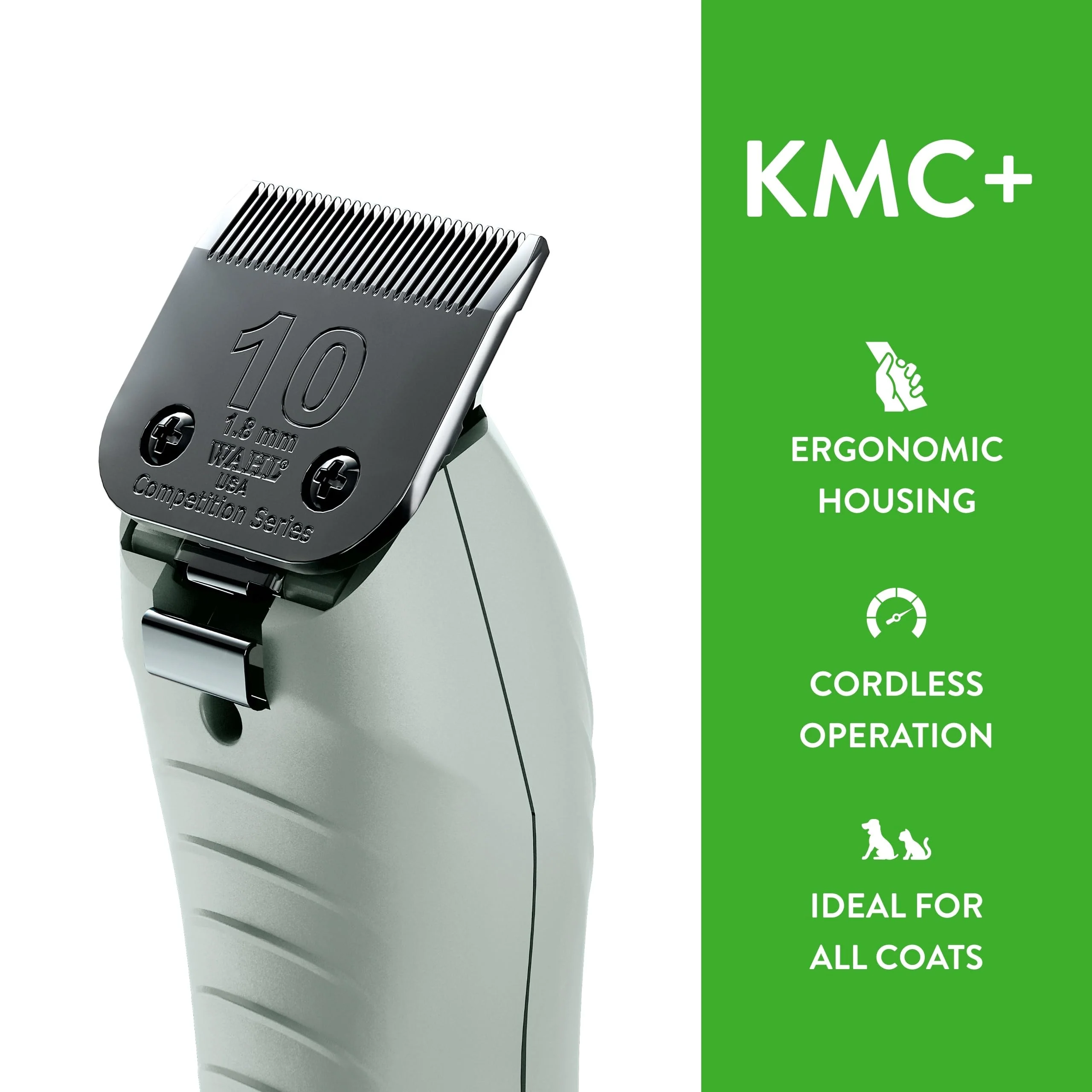 Wahl Professional Animal KMC+ 2-Speed Cordless Clipper (3025661) - Detachable Blade Pet & Dog Clipper Kit - Patented Ergonomic Housing Design - Sage - Image 4