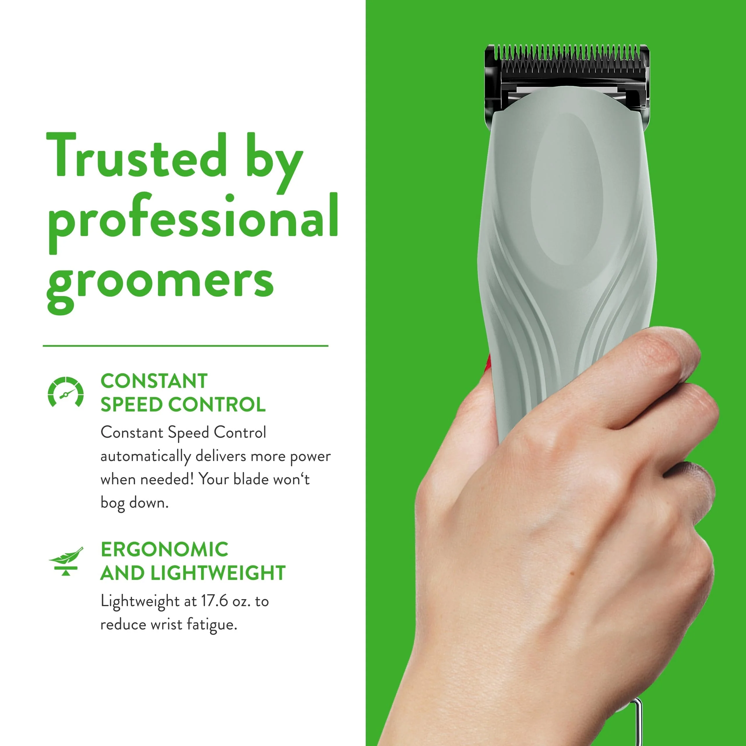 Wahl Professional Animal KMC+ 2-Speed Cordless Clipper (3025661) - Detachable Blade Pet & Dog Clipper Kit - Patented Ergonomic Housing Design - Sage - Image 6