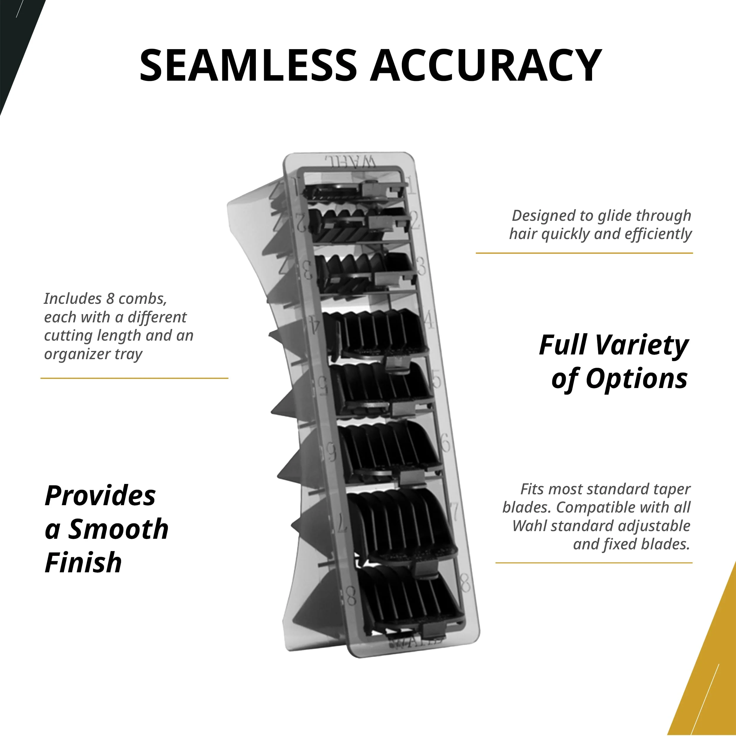 Wahl Professional Blistered 1-8 Cutting Guides, Black Clipper Guard Attachments, Durable and Easy to Use - Image 4