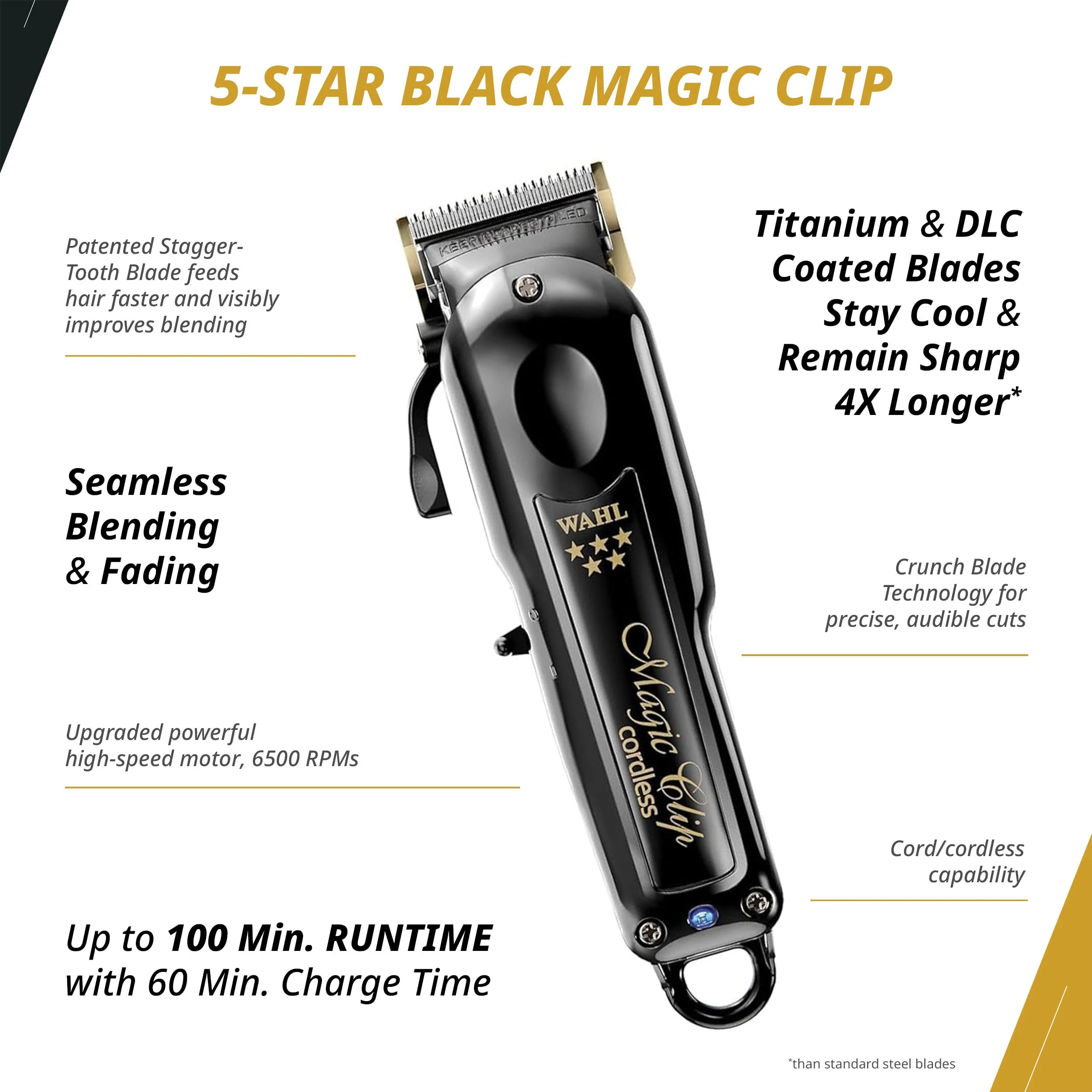 Wahl Professional Cordless Barber Combo, Magic Clip & Detailer Li, Lithium-Ion Battery, 100-Minute Run Time - Image 3
