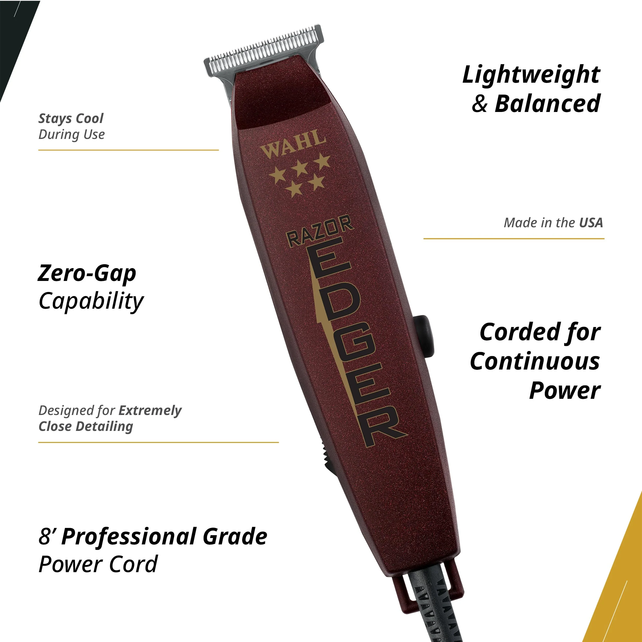 Wahl Professional Razor Edger 5-Star Corded Barber Trimmer Zero Gap T Blade - Image 2