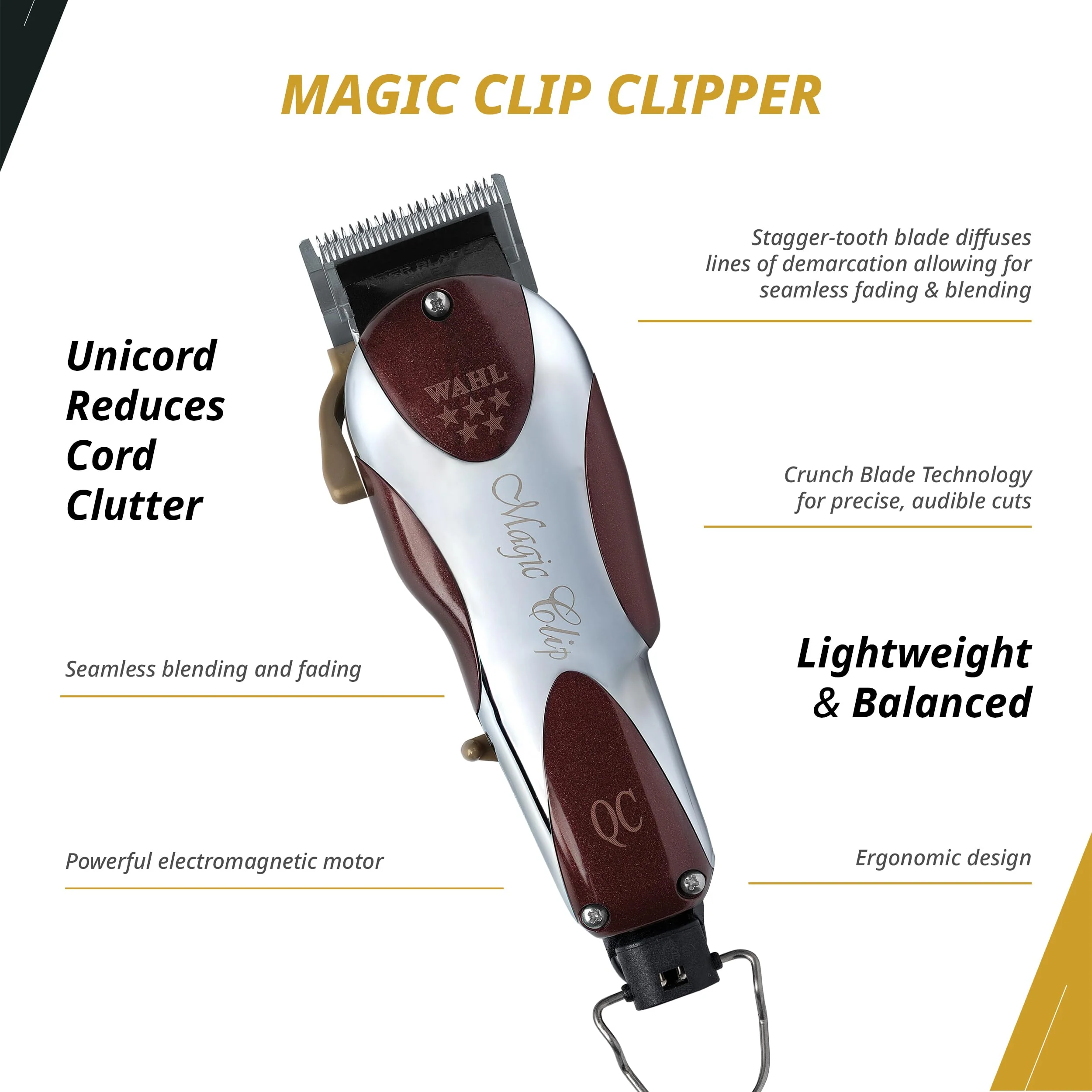 Wahl Professional Unicord Combo, Corded Magic Clip Clipper & Razor Edger Trimmer Set, Single-Cord Design, Includes Guides & Accessories - Image 3