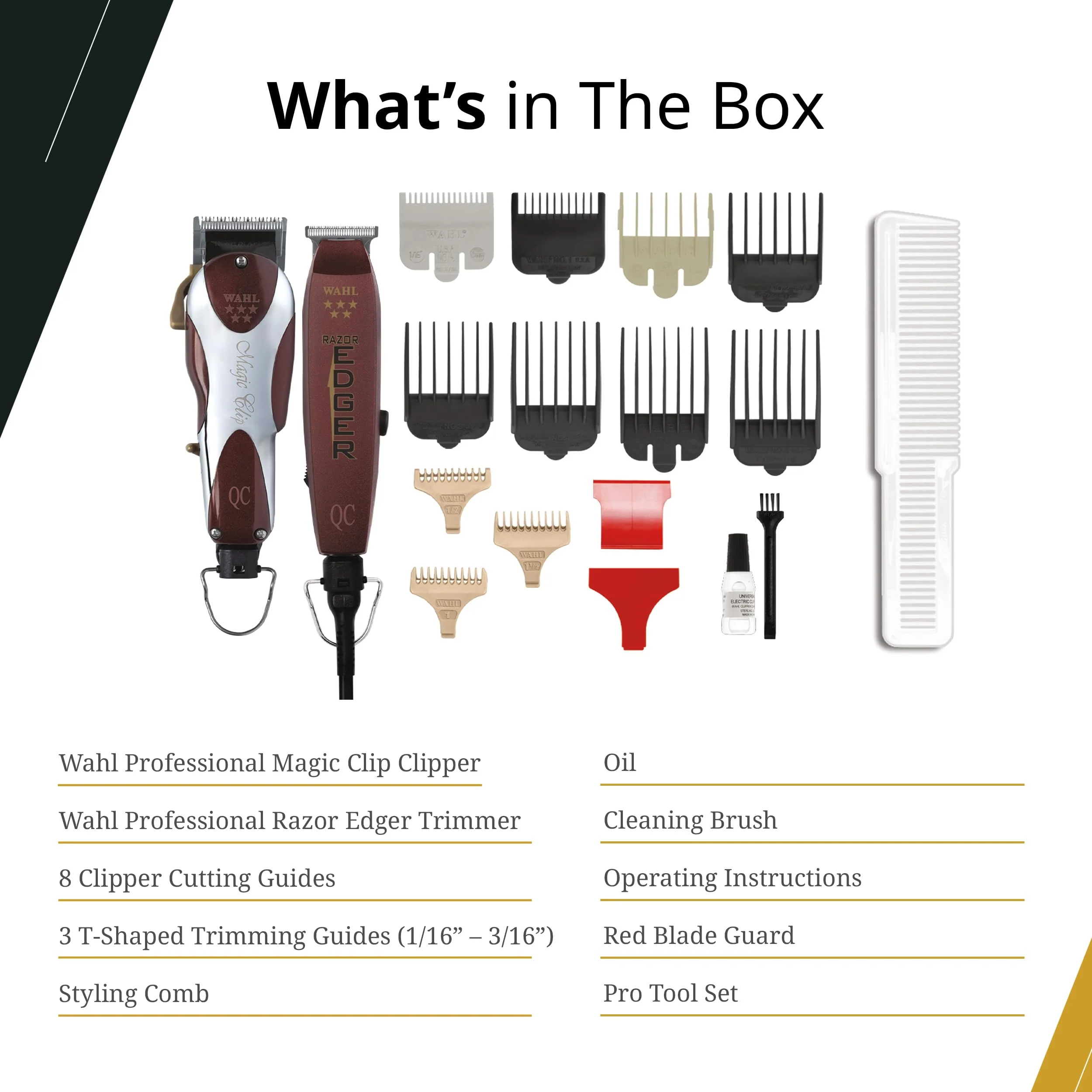 Wahl Professional Unicord Combo, Corded Magic Clip Clipper & Razor Edger Trimmer Set, Single-Cord Design, Includes Guides & Accessories - Image 5