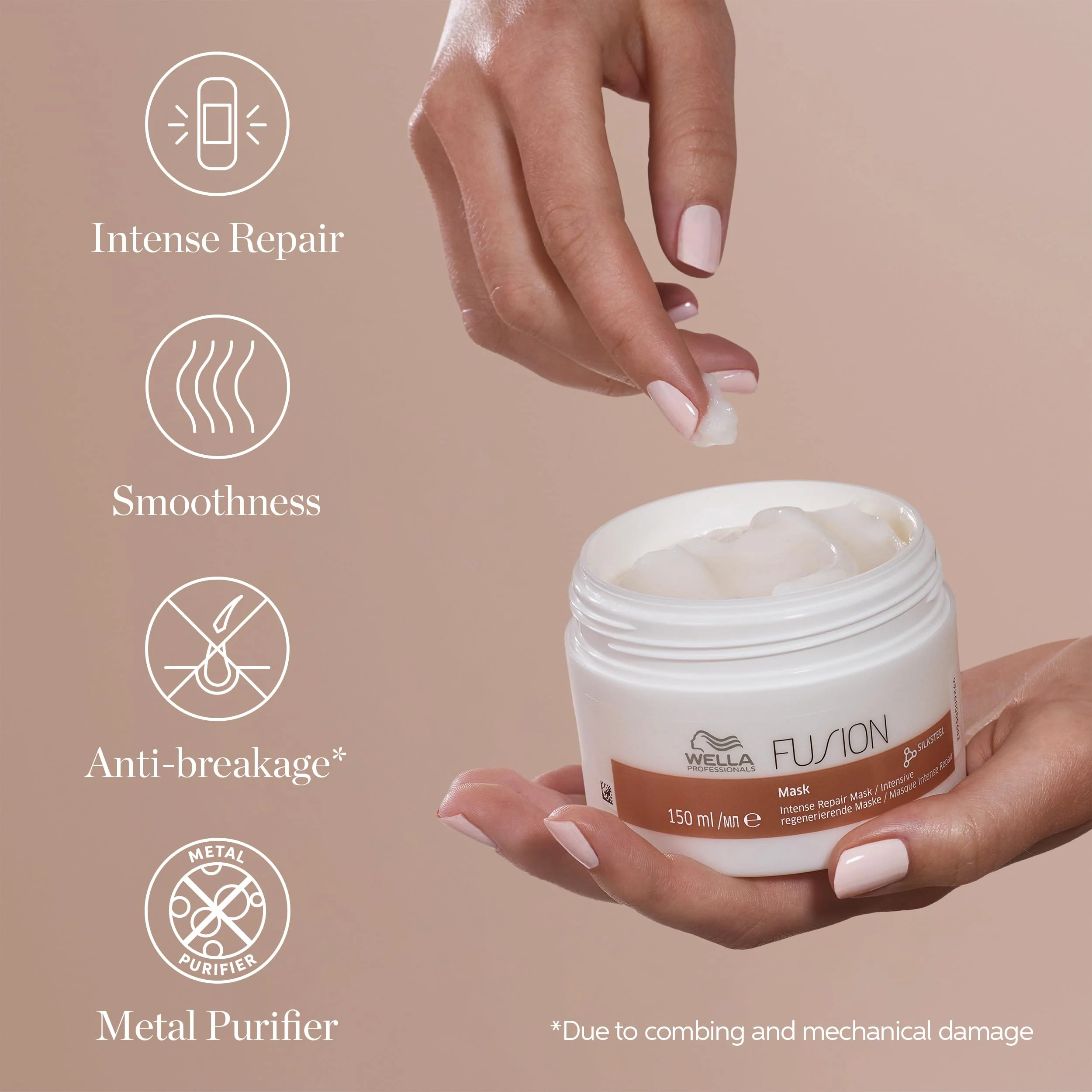 Wella Professionals Fusion Intense Repair Mask for Damaged Hair | Repairs, Strengthens & Protects Against Breakage for Smooth, Silky Hair | 16.9 Fl Oz - Image 6