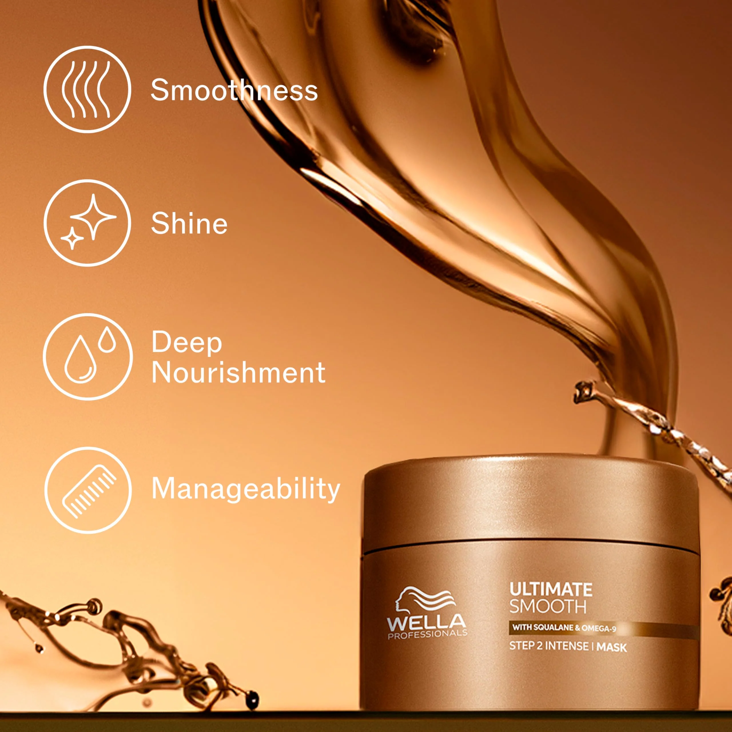 Wella Professionals ULTIMATE SMOOTH Intense Mask | Nourishing Treatment for Dry & Frizzy Hair | With Squalane & Omega 9 | 5 Fl Oz - Image 3