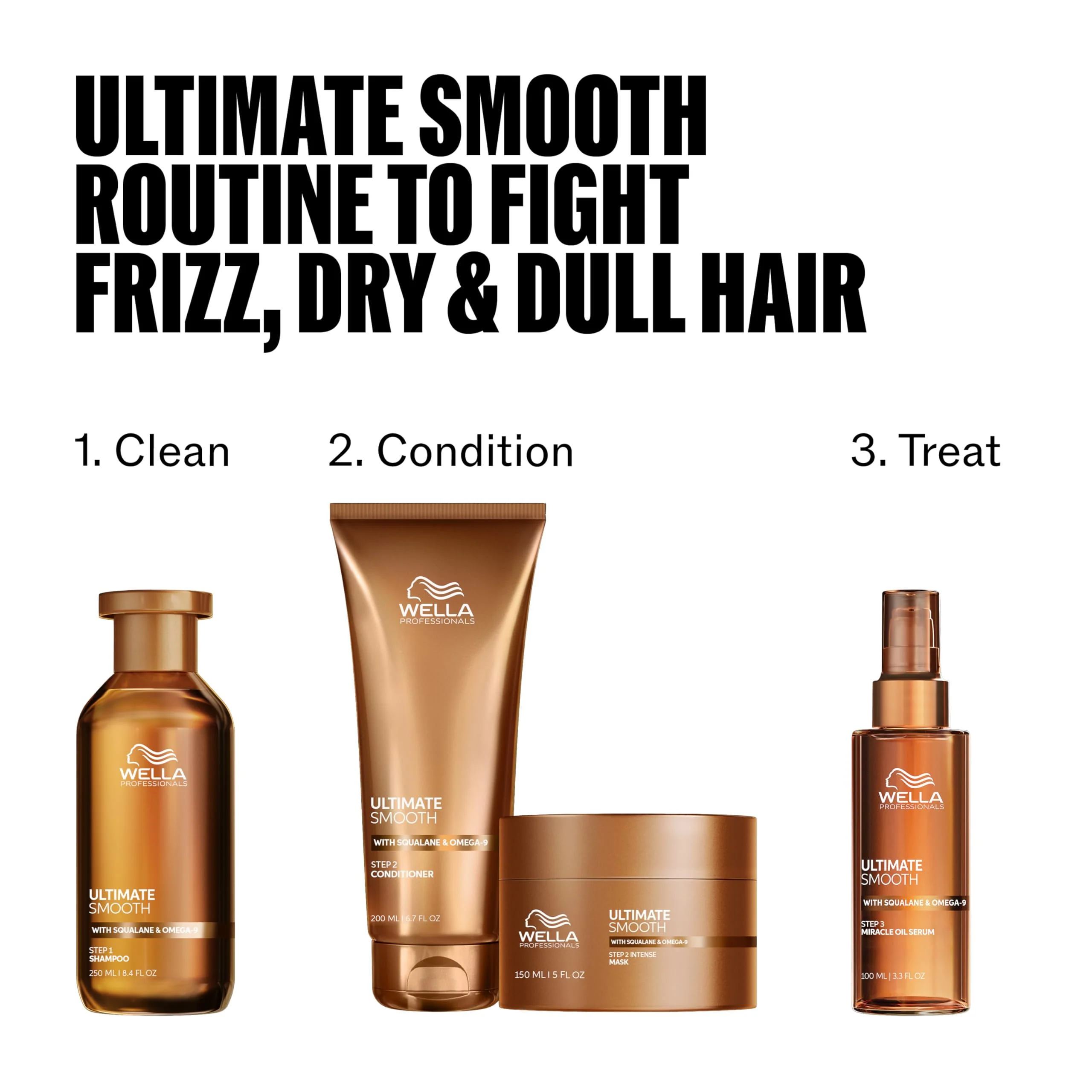 Wella Professionals ULTIMATE SMOOTH Intense Mask | Nourishing Treatment for Dry & Frizzy Hair | With Squalane & Omega 9 | 5 Fl Oz - Image 8
