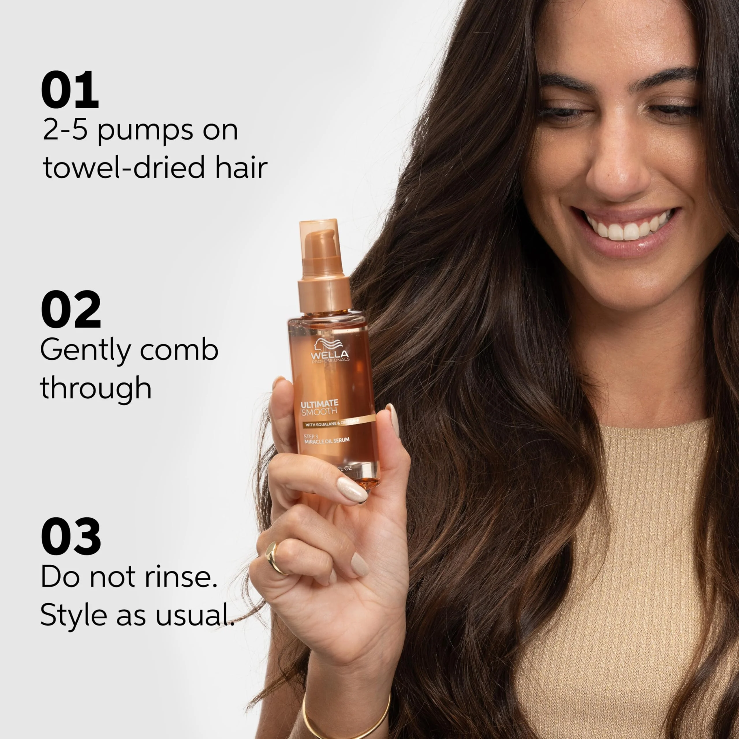 Wella Professionals ULTIMATE SMOOTH Miracle Oil Serum for Dry, Dull & Frizzy Hair | With Squalane & Omega 9 | 1 Fl Oz - Image 8