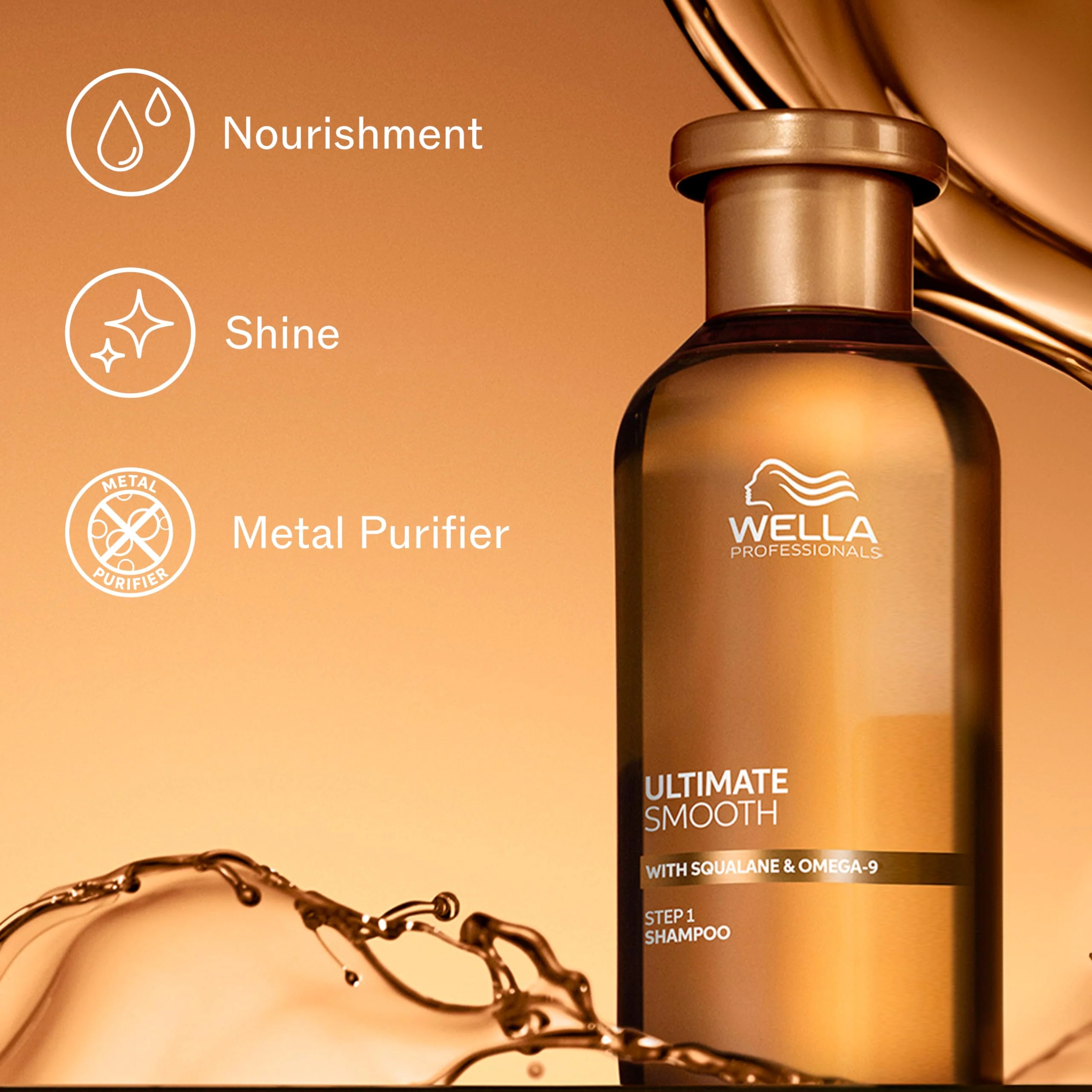 Wella Professionals ULTIMATE SMOOTH Shampoo for Dry, Dull & Frizzy Hair | With Squalane & Omega 9 | 8.4 Fl Oz - Image 3