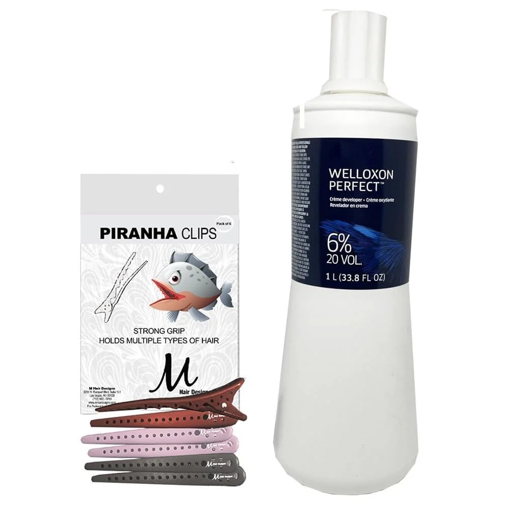 Welloxon Perfect Developer 6% / 20 Vol 33.8 Fl Oz | For Koleston Perfect Hair Color and M Hair Designs Piranha Hair Clips (Bundle) - Image 2