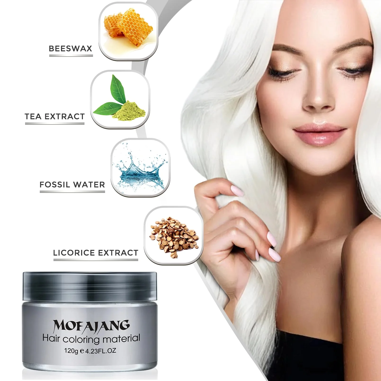 White Temporary Hair Color Wax - SOVONCARE Washable Hair Dye for Men & Women, All-Day Hold Disposable Hair Styling Clays for Party, Cosplay & Daily 4.23 oz - Image 2