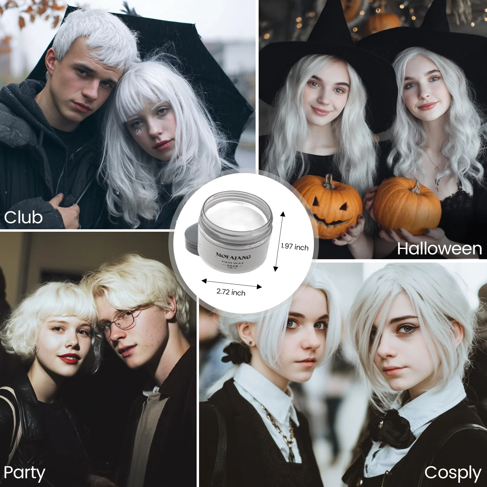 White Temporary Hair Color Wax - SOVONCARE Washable Hair Dye for Men & Women, All-Day Hold Disposable Hair Styling Clays for Party, Cosplay & Daily 4.23 oz - Image 7