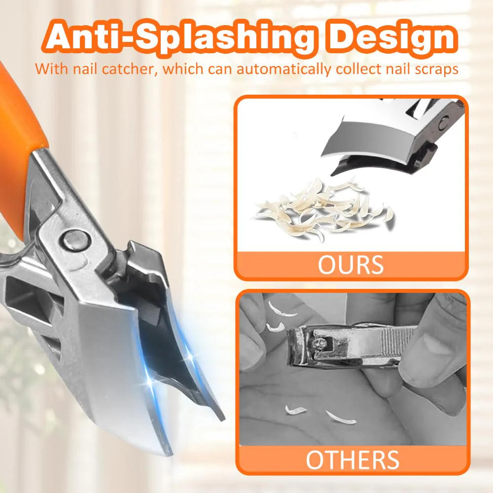 Wide Jaw Opening Anti-Splash Slanted Nail Clipper, Fingernail and Toenail Clippers Clippers for Ingrown Nails, Curved Toenail Clippers for Thick Nails, Household Slanted Nail Clippers (Black) - Image 3