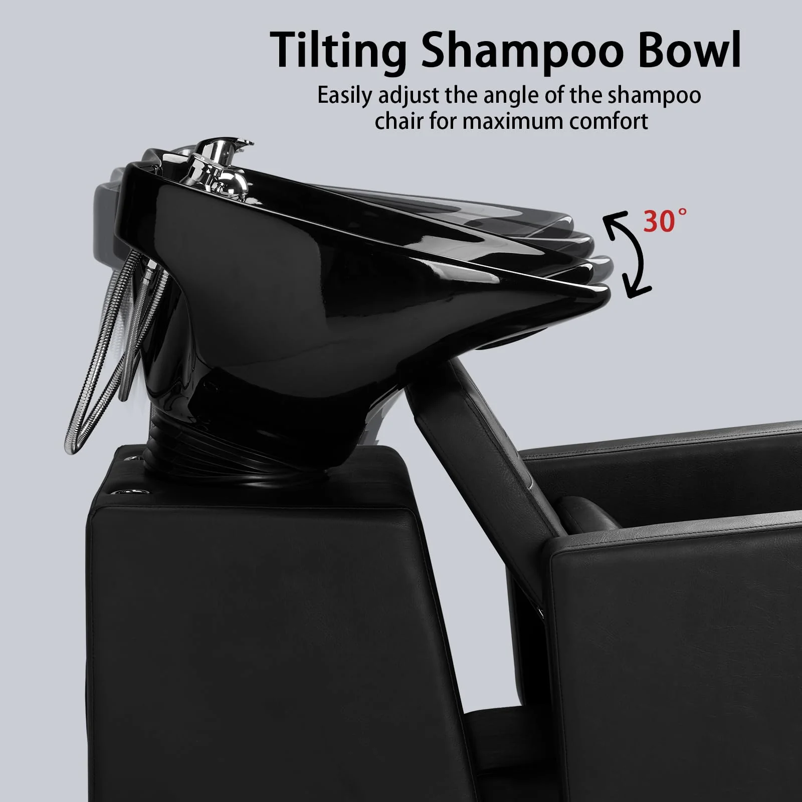 Winado Shampoo Backwash Barber Chair with Large Ceramic Bowl, Adjustable Shampoo Bowl Sink Chair Station for Barbershop Beauty Spa Massage Hairdressing Equipment - Image 5
