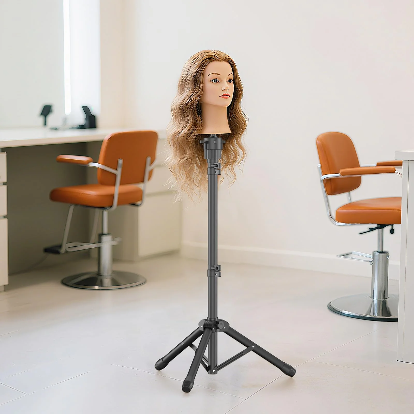 Womnwomn Wig Stand Tripod, 50 Inch Adjustable Mannequin Head Stand, Wig Head Stand for Cosmetology, Hairdressing Training - Includes T-Pins, Comb, Hair Clips & Carrying Bag (Head Not Included) - Image 2