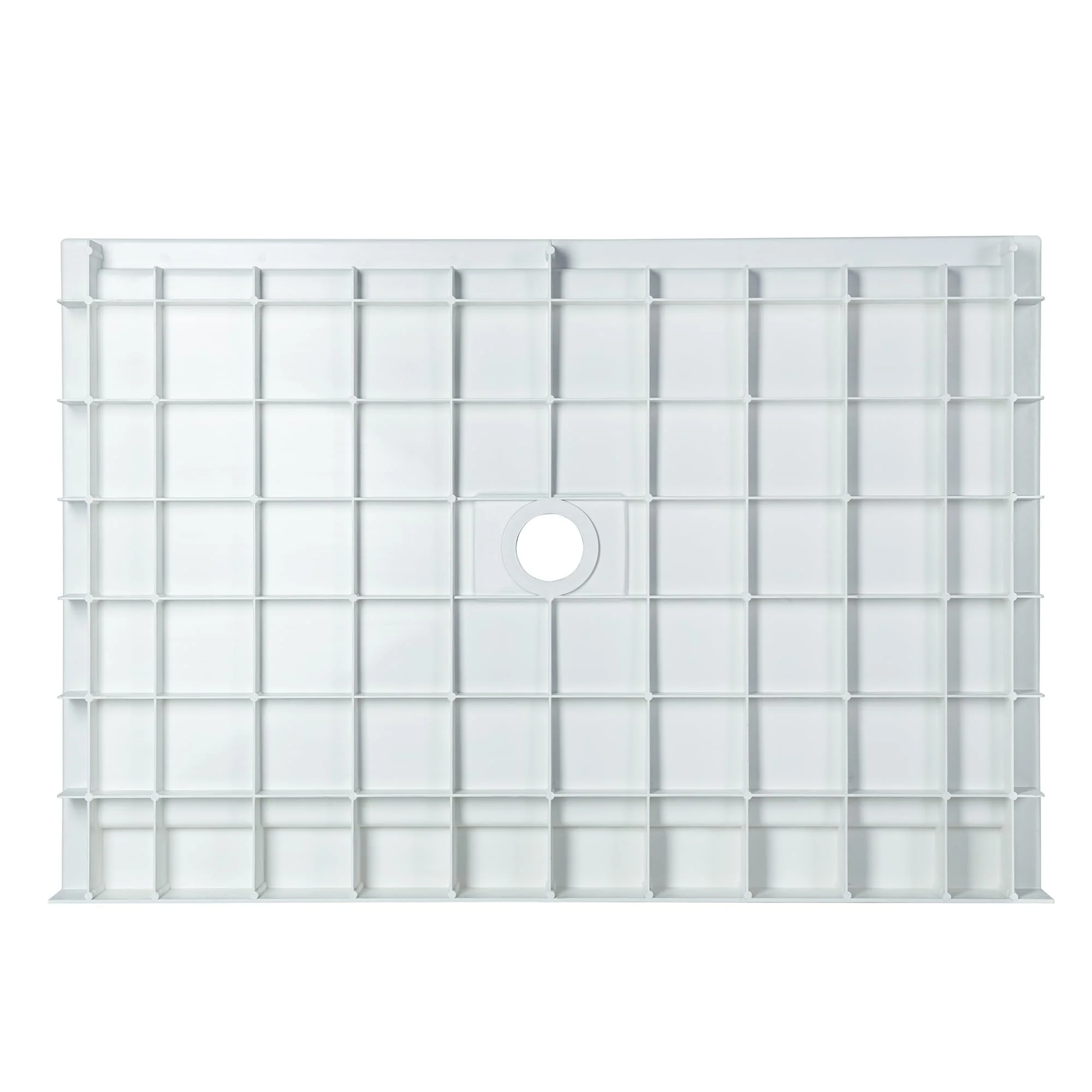 WOODBRIDGE 48" x 32" Solid Surface Shower Base in White with Center Drain,Single Threshold,Slip-Resistant Shower Pan for Alcove Installation - Image 7