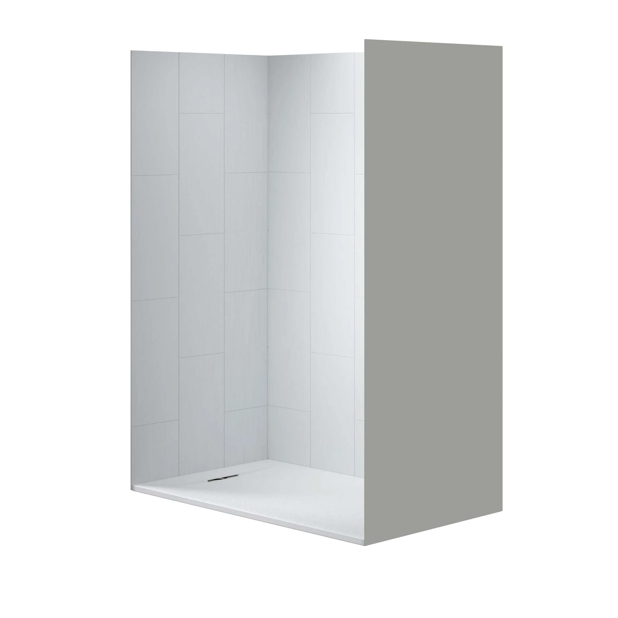 WOODBRIDGE 60 in. L x 36 in. W x 75 in. H Alcove Solid Surface Shower Combo Kits with Glue Up Shower Walls in Matte White and Curbless Shower Base with Reversible Drain in White - Image 4