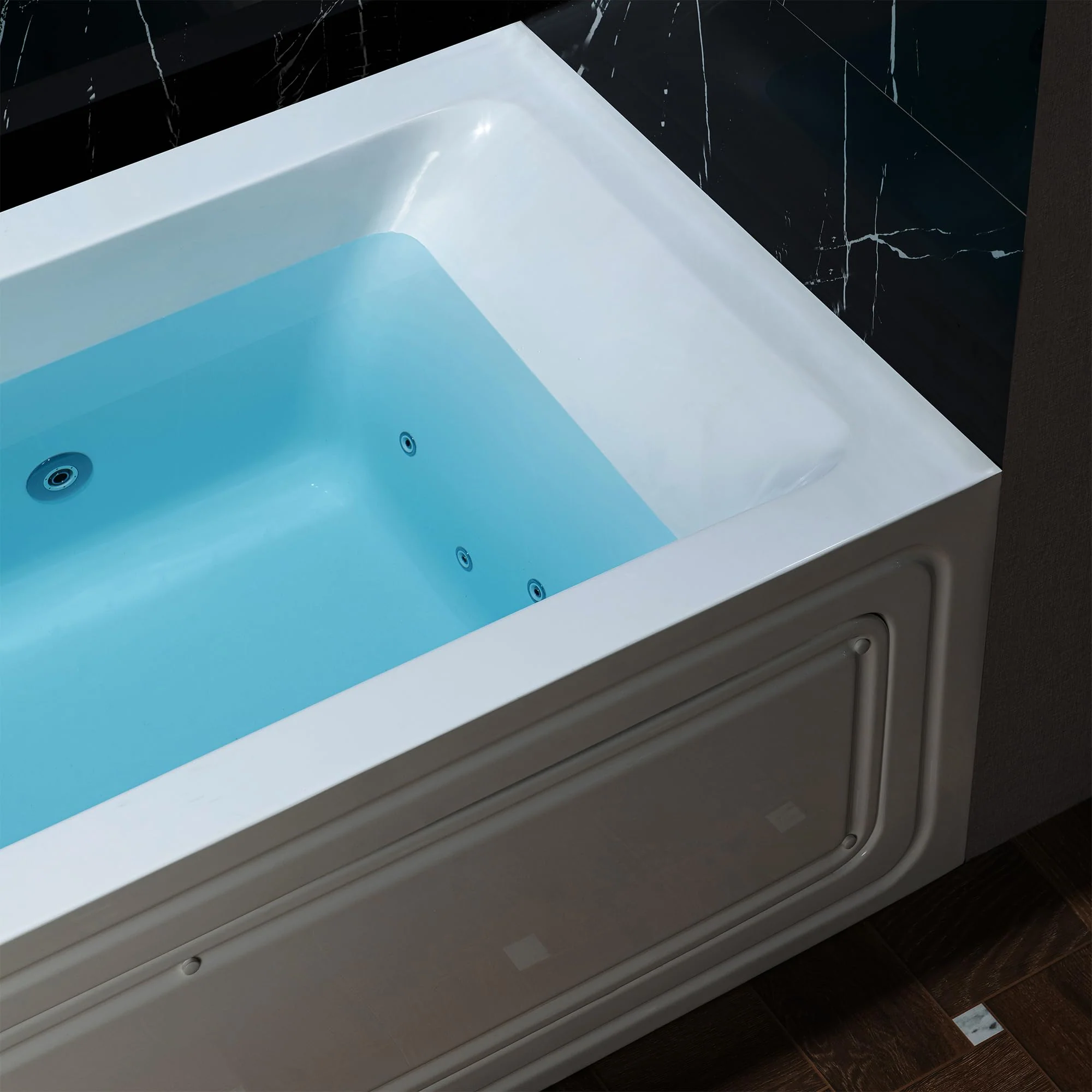 WOODBRIDGE 60" x 32" Alcove Acrylic Rectangular Whirlpool Heated Jetted Tub in White with Left Drain, Polished Chrome Finish Trim and Drain Kit Included, BS429-L-CH01 - Image 9