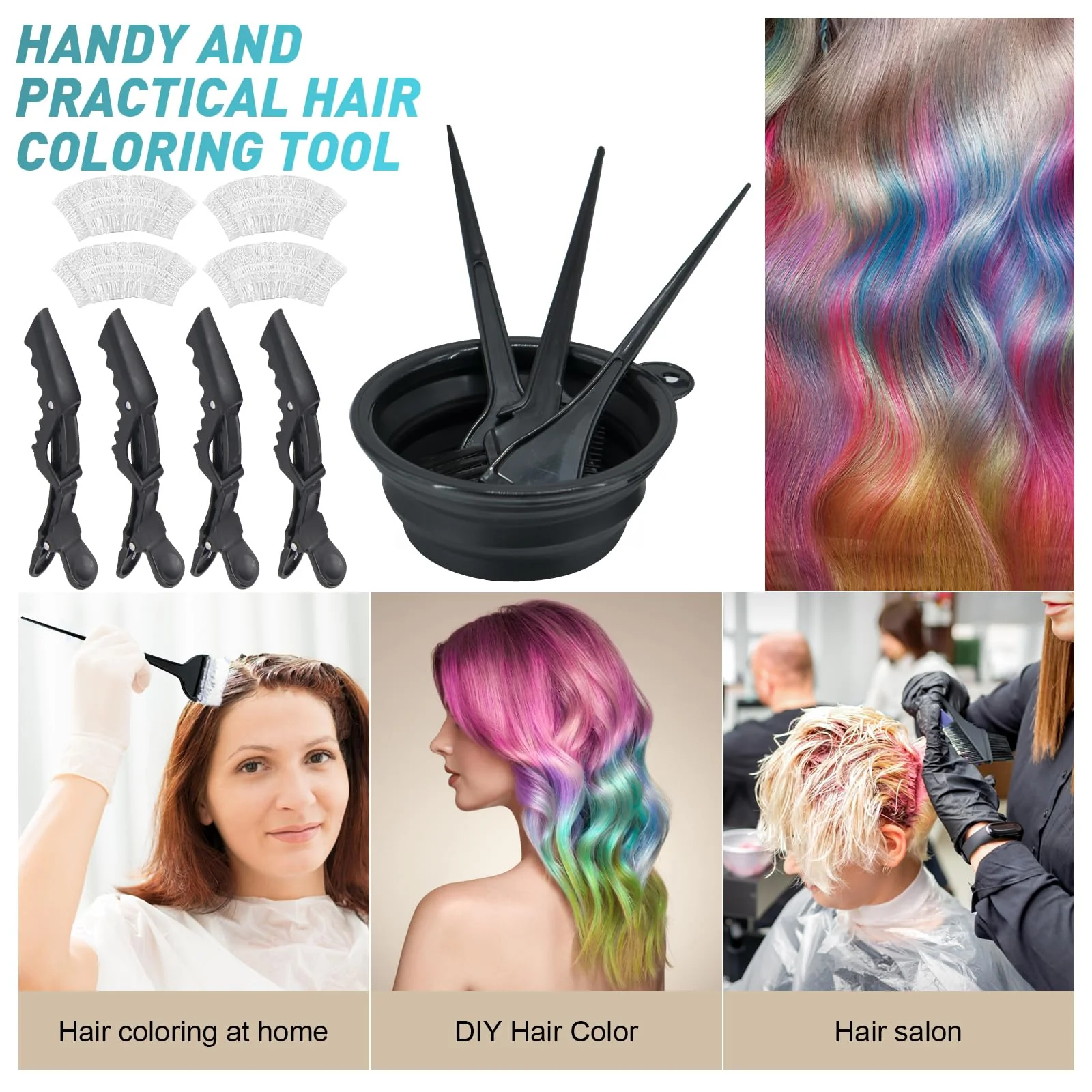 Xarchy 12 Pcs Hair Bleach Kit Professional Hair Coloring Products with Hair Dye Brush, Hair Color Bowl, Earmuffs, Hair Clips for Salon Hair Dye, Hair Color at Home, Hair Highlighting - Image 4