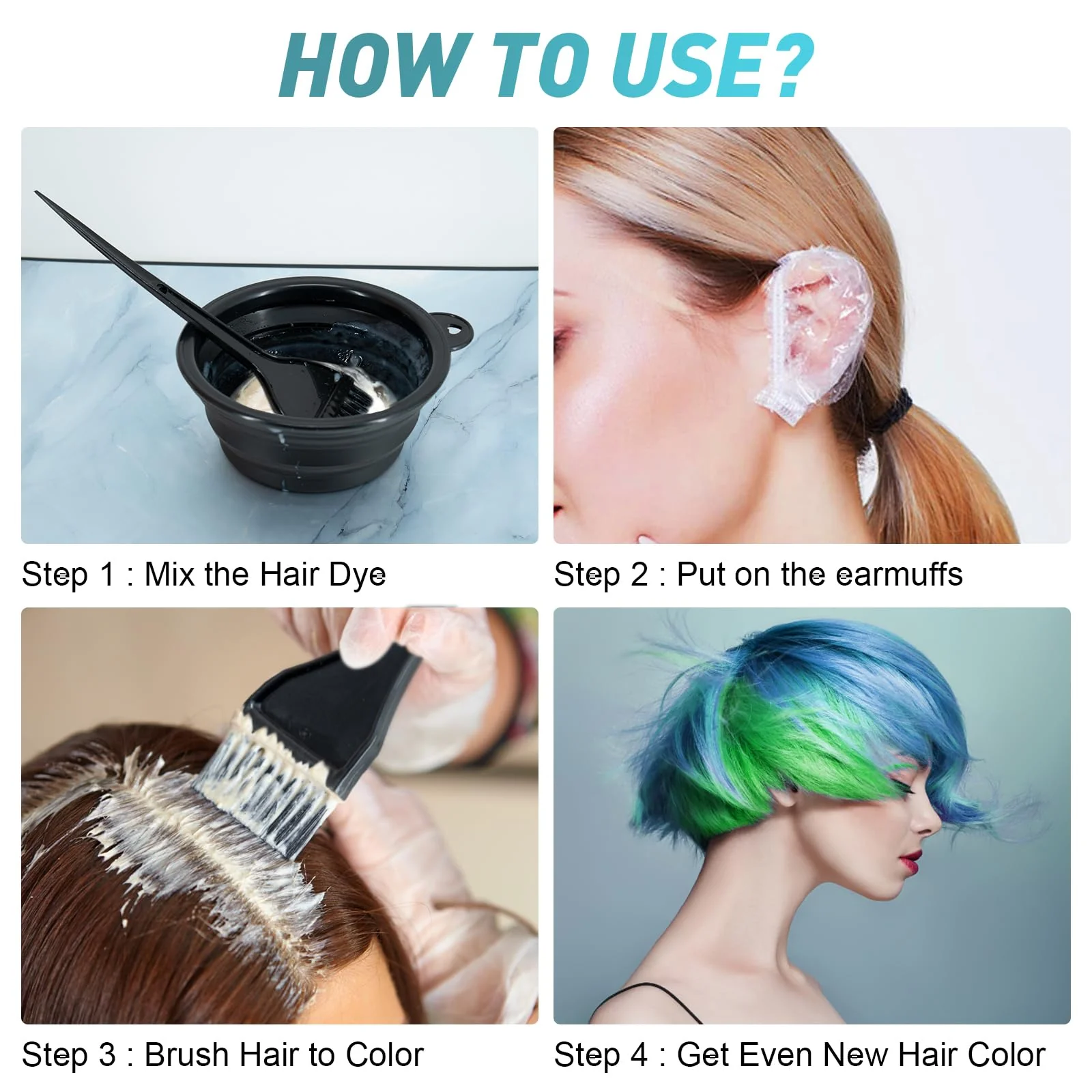 Xarchy 12 Pcs Hair Bleach Kit Professional Hair Coloring Products with Hair Dye Brush, Hair Color Bowl, Earmuffs, Hair Clips for Salon Hair Dye, Hair Color at Home, Hair Highlighting - Image 6