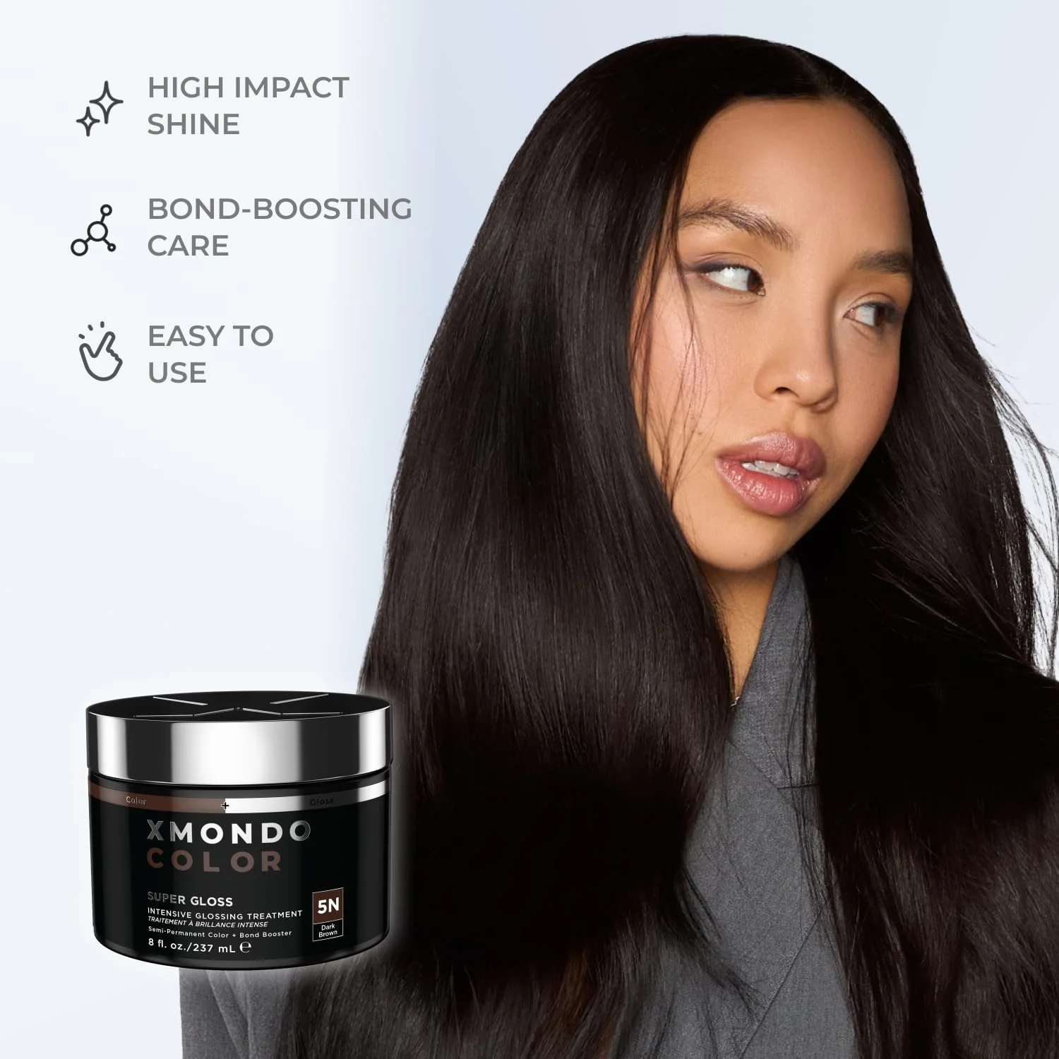 XMONDO Color 5N Dark Brown Color Depositing Mask & Glossing Treatment Infused with Bond Boosters for Nourishment, Revitalize & Repair, Vegan Formula, 8 Fl Oz - Image 5