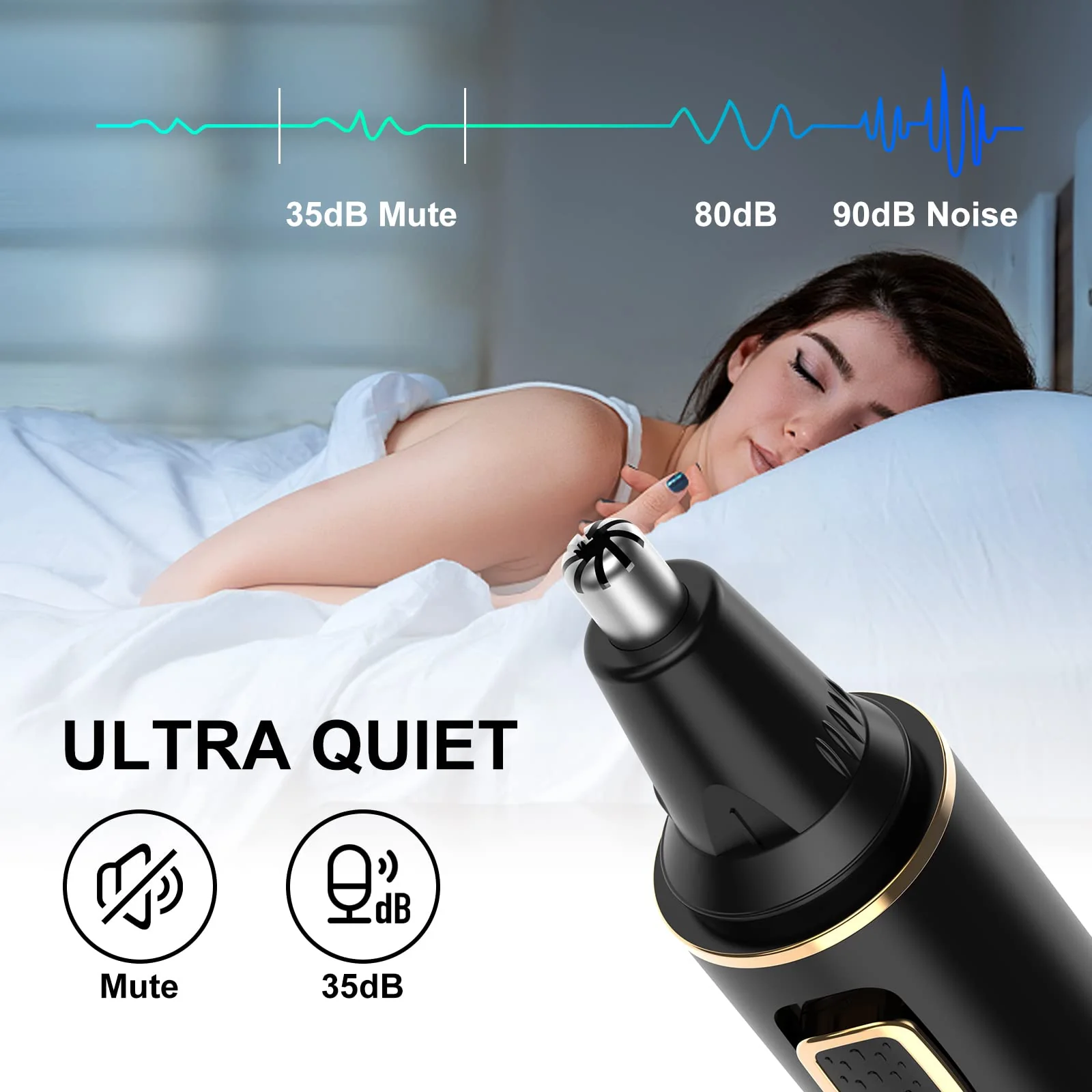 XOOMRSCP Nose Hair Trimmers for Men，Rechargeable Hair Trimmer 2 in 1 Painless Multifunctional Ear and Nose Hair Trimmer with IPX7 Waterproof Dual Edge Blades (Black) - Image 5